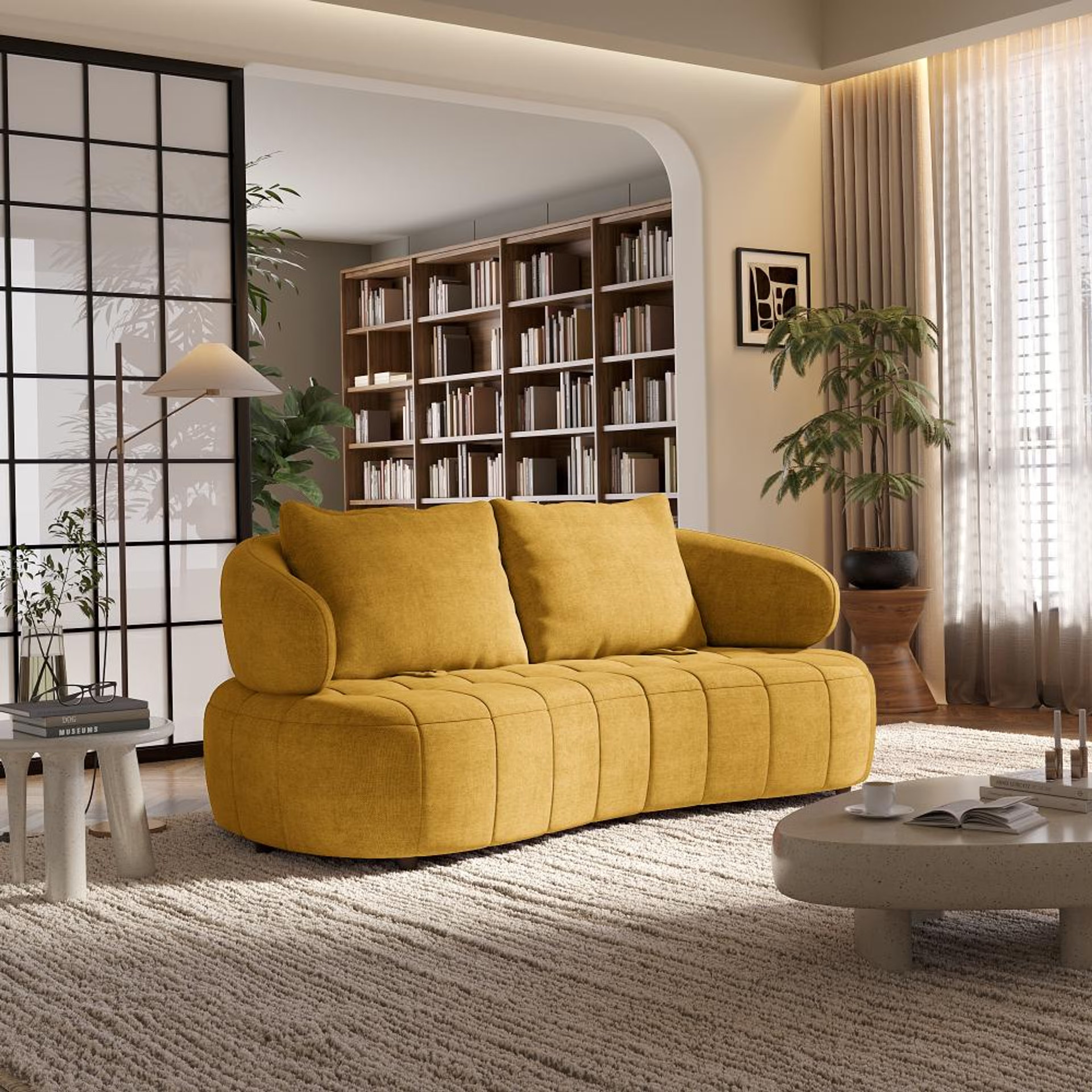 Wakefit Samos Sofa - Two Seater Regular, Two Seater, Yellow