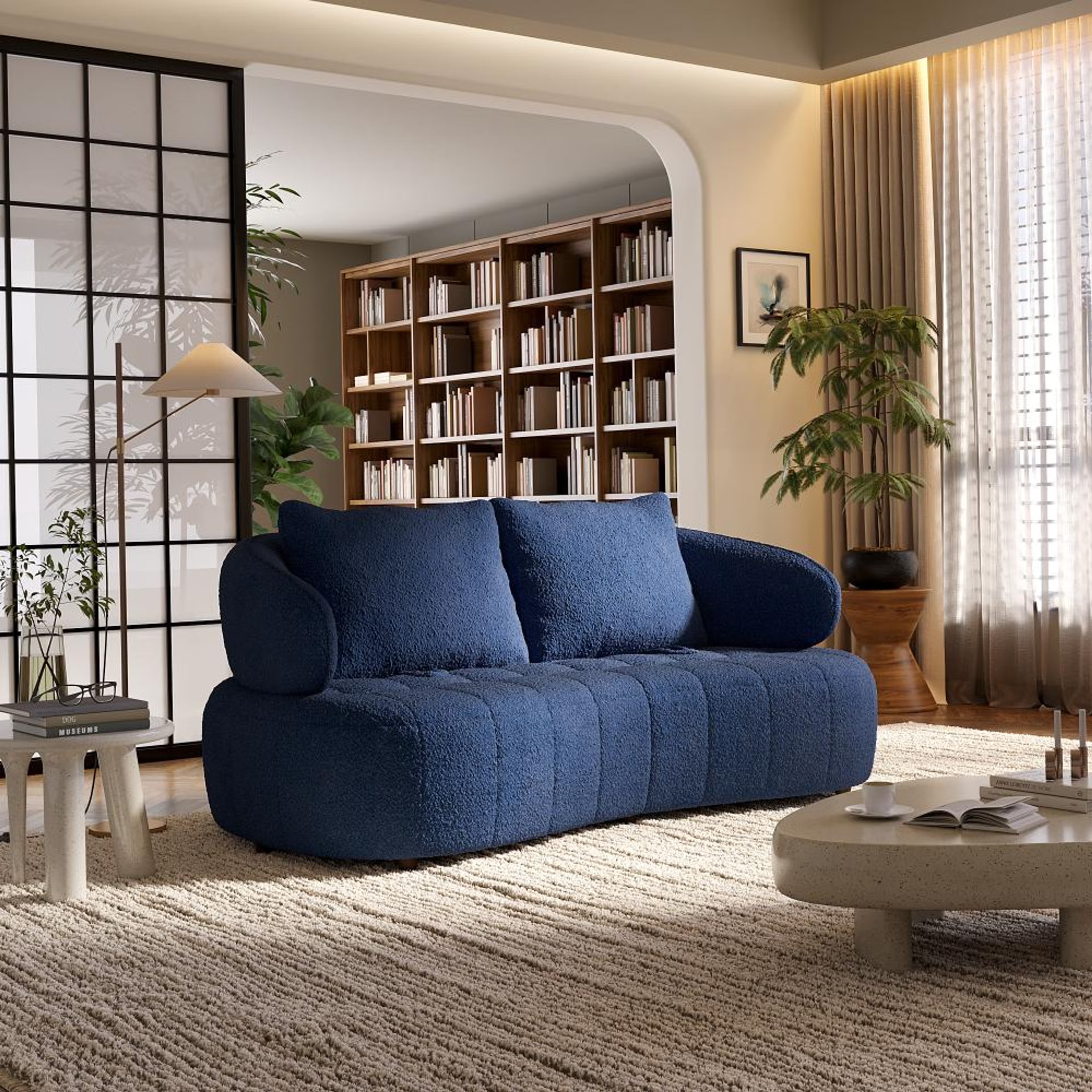 Wakefit Samos Sofa - Two Seater Regular, Two Seater, Blue