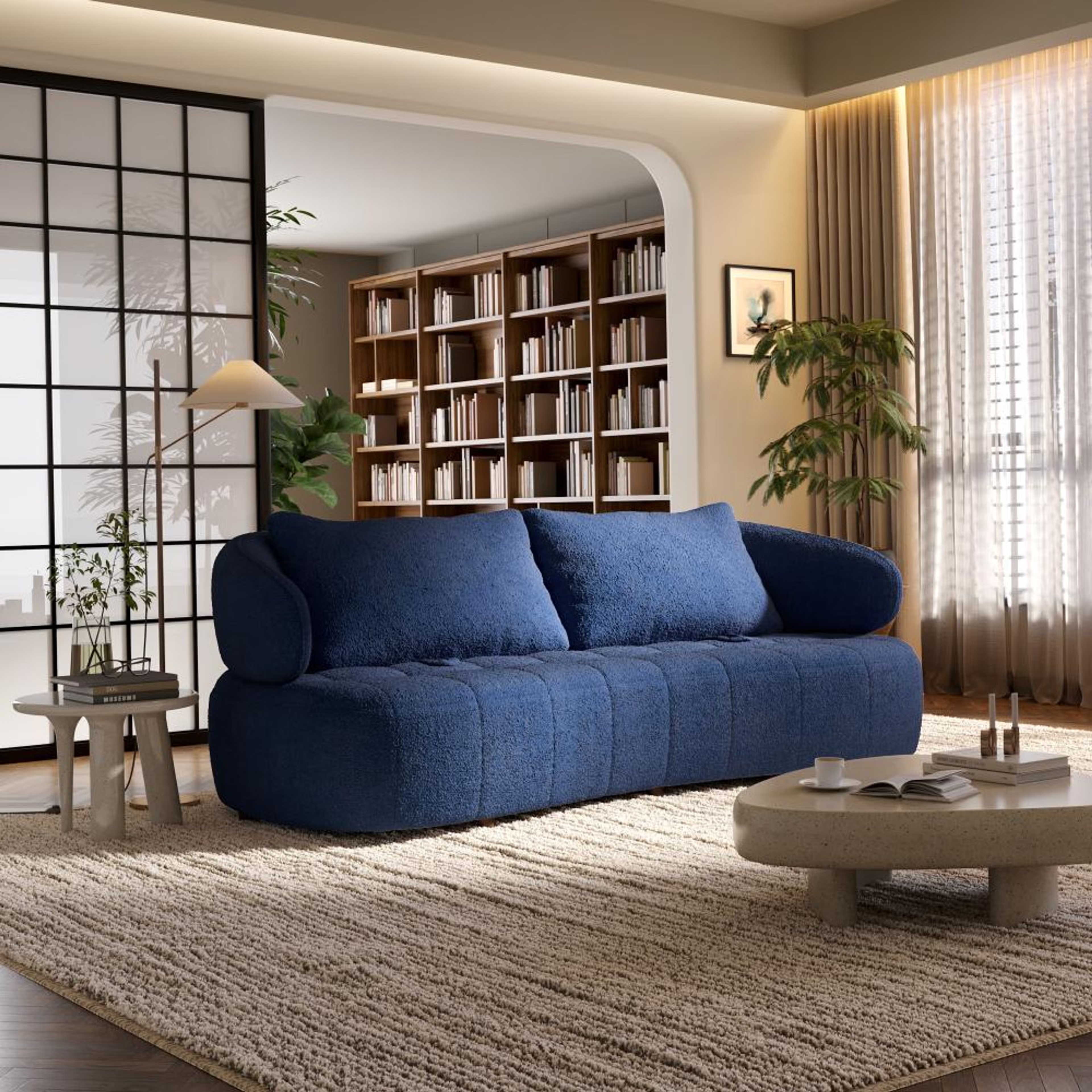 Home 42 Wakefit Samos Sofa - Three Seater Regular, Three Seater, Blue