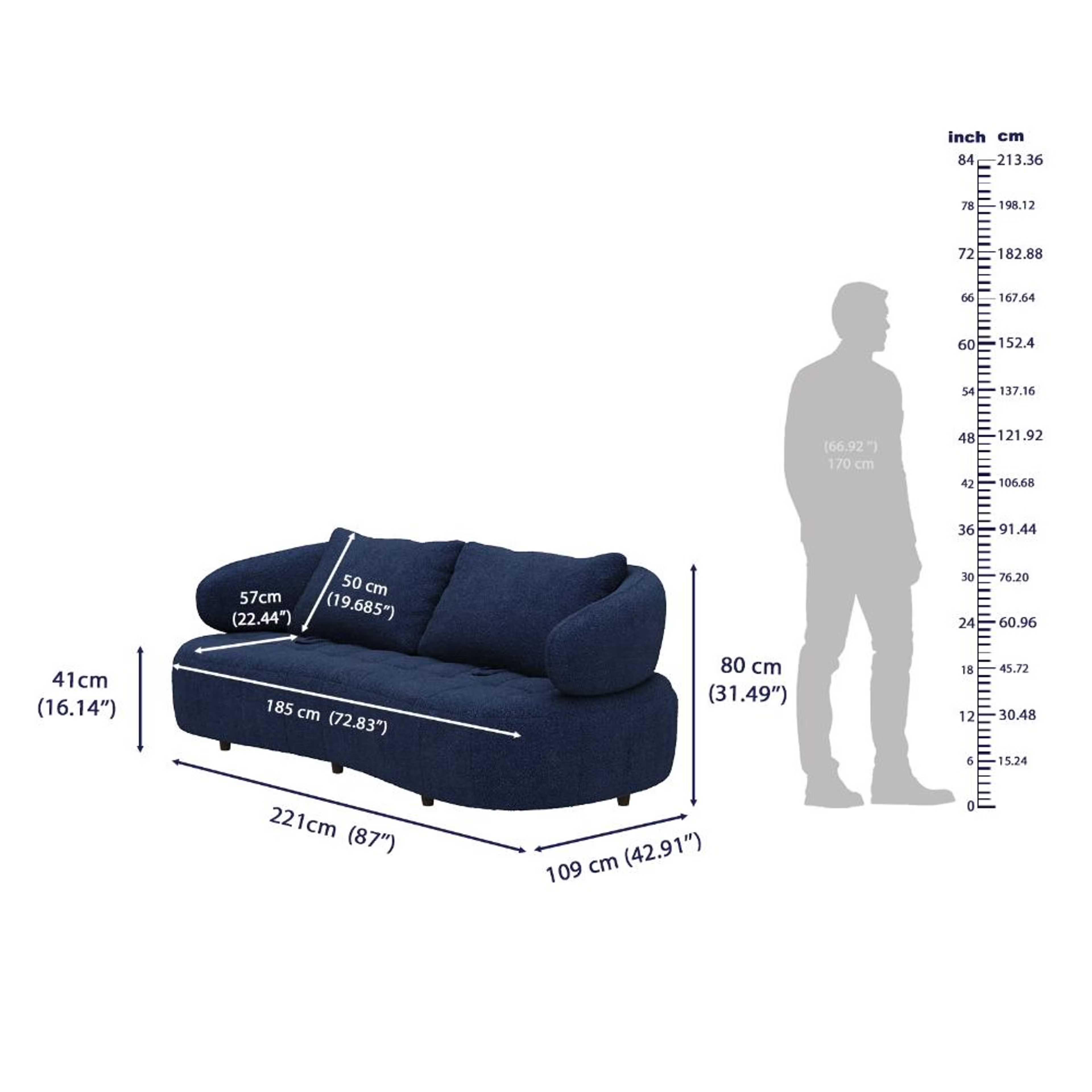 Wakefit Samos Sofa - Three Seater Regular, Three Seater, Blue 10 Wakefit Samos Sofa - Three Seater Regular, Three Seater, Blue