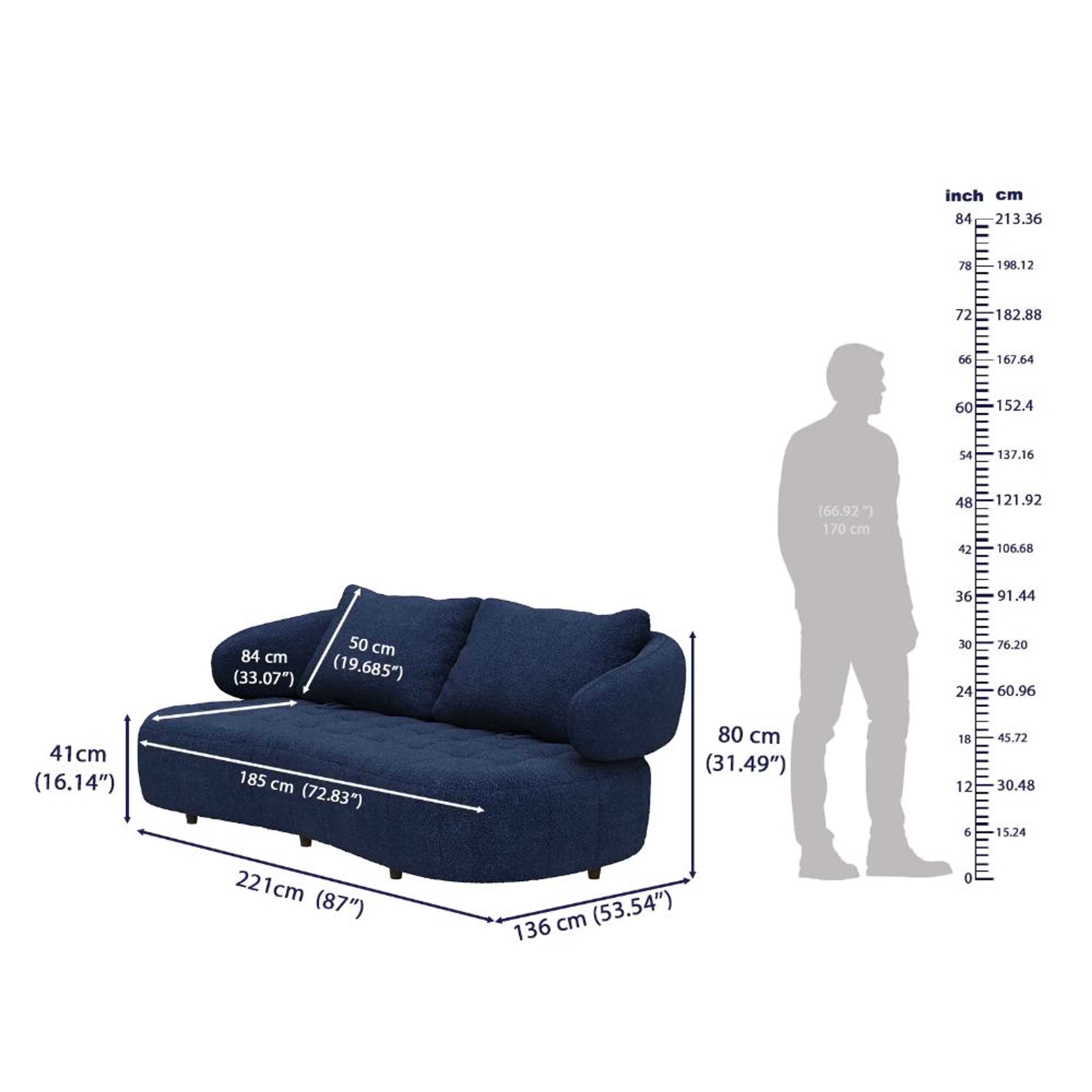 Wakefit Samos Sofa - Three Seater Regular, Three Seater, Blue 11 Wakefit Samos Sofa - Three Seater Regular, Three Seater, Blue