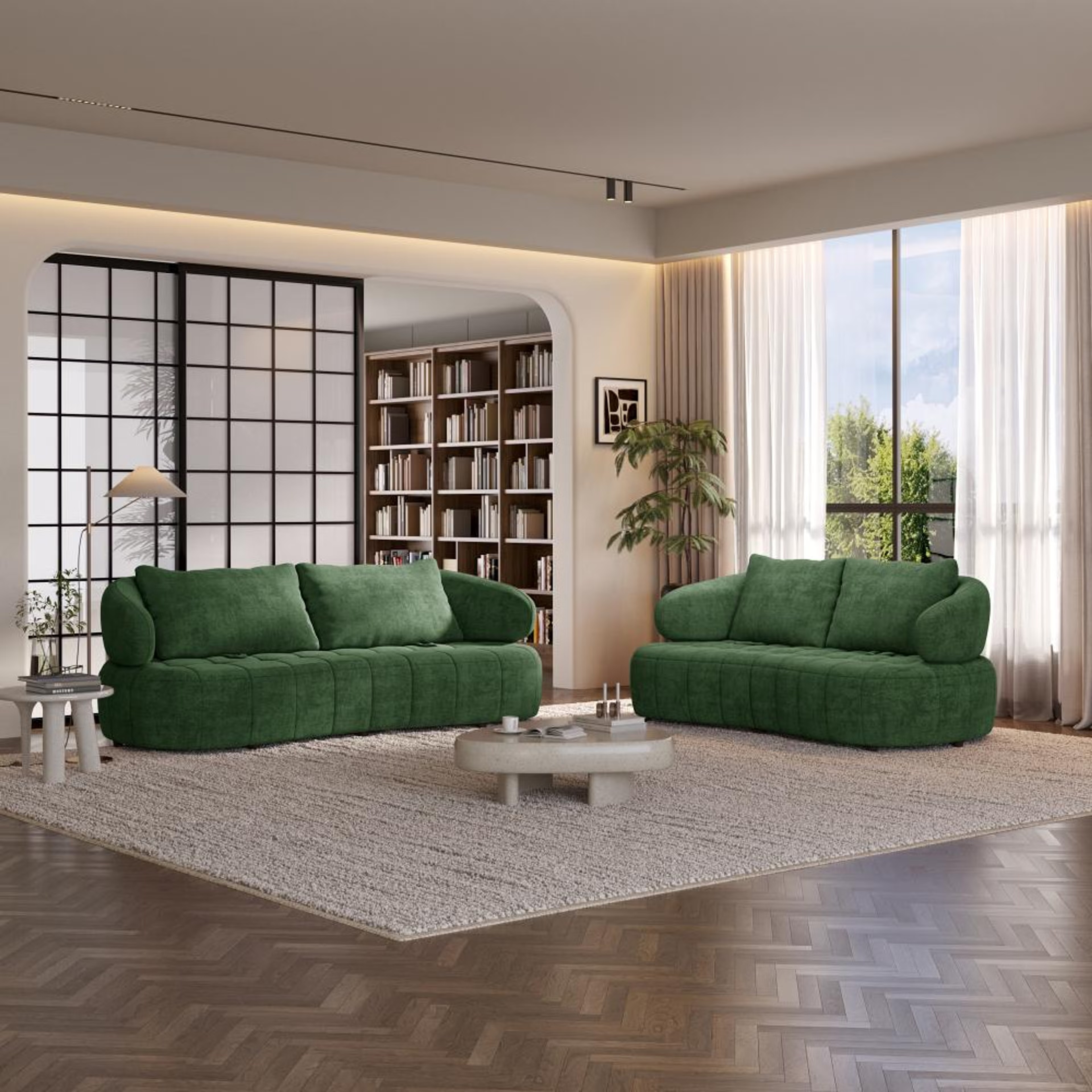 Home 36 Wakefit Samos Sofa Set (3+2) Seater Regular, Set (3+2), Green