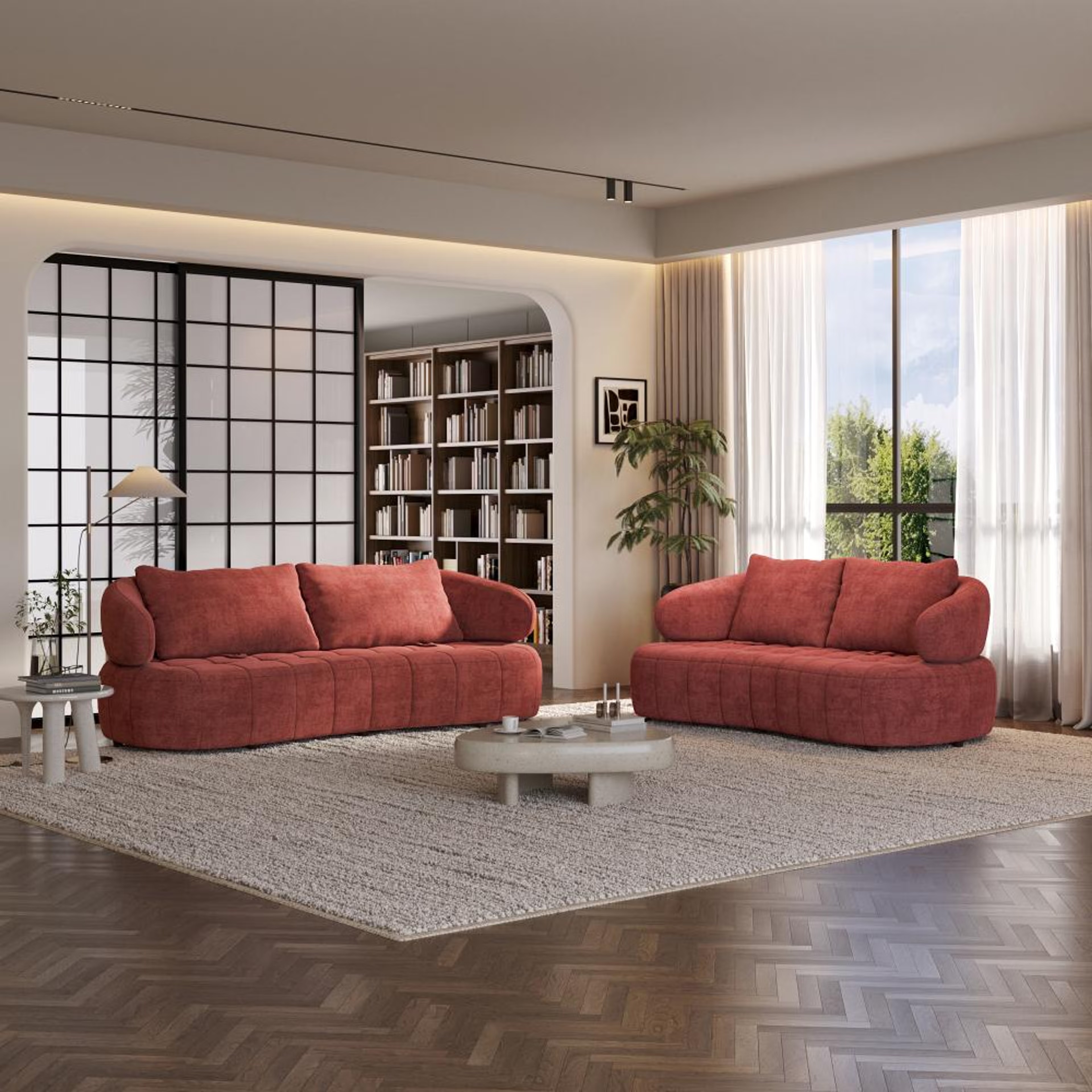 Home 25 Wakefit Samos Sofa Set (3+2) Seater Regular, Set (3+2), Maroon