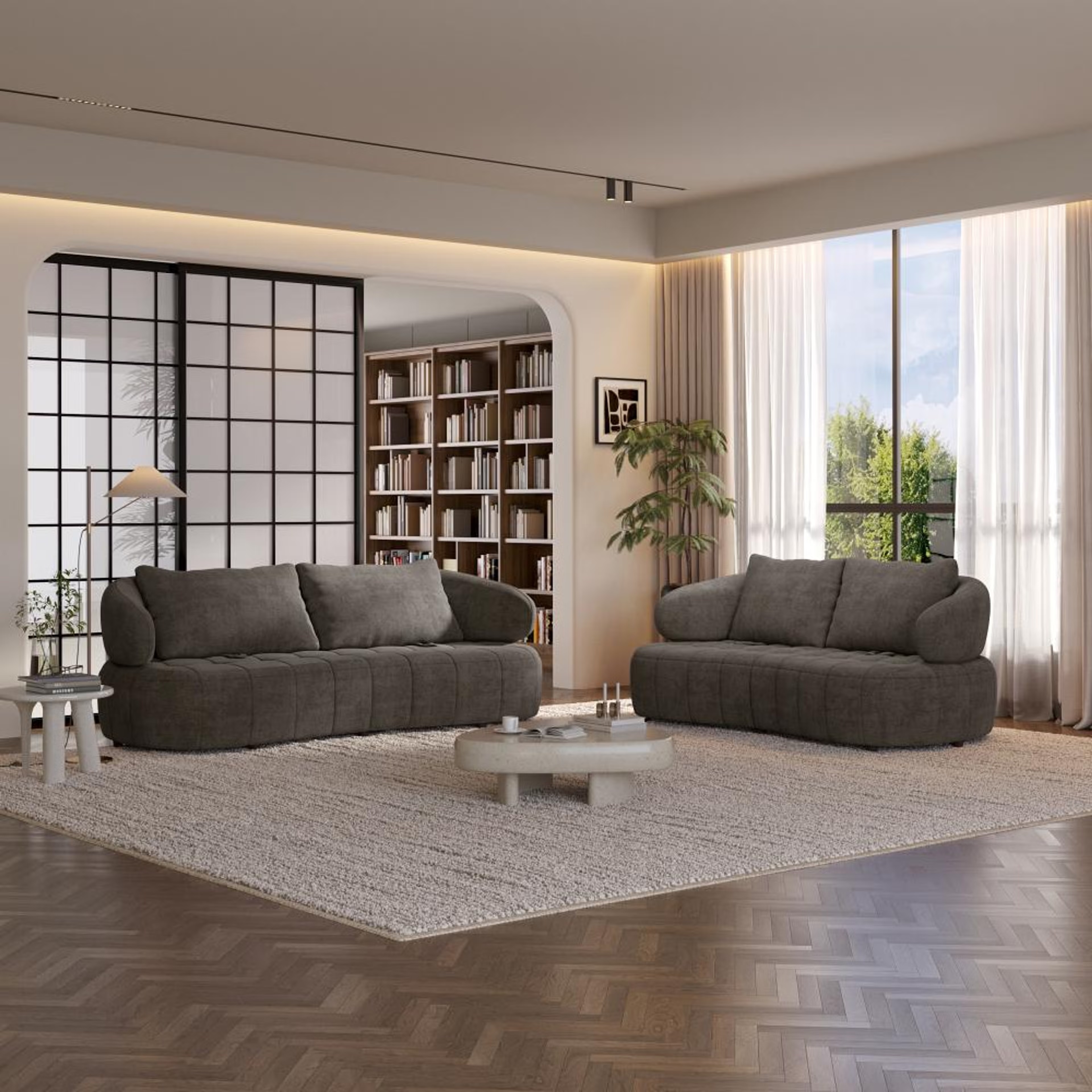 Wakefit Samos Sofa Set (3+2) Seater Regular, Set (3+2), Brown
