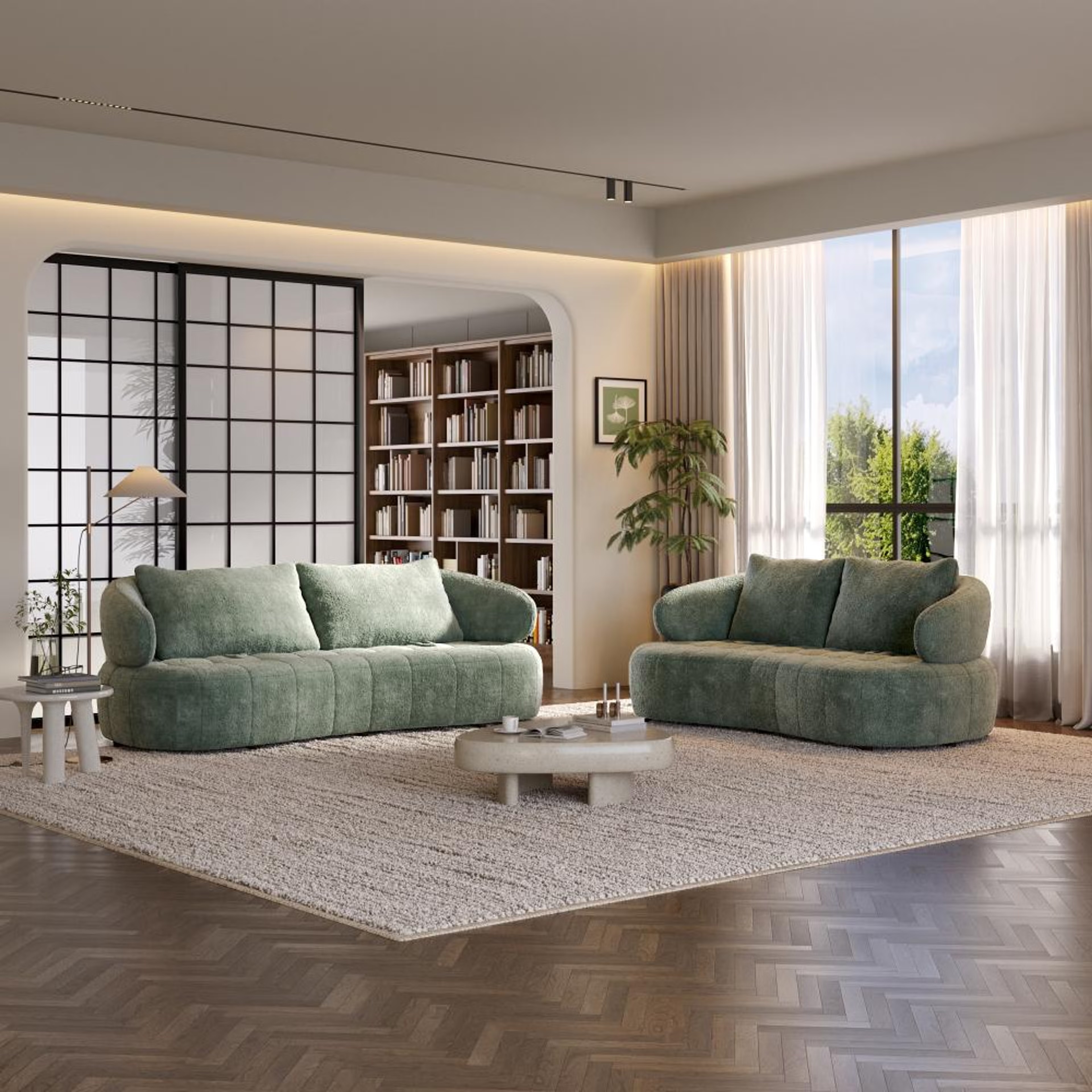 Home 41 Wakefit Samos Sofa Set (3+2) Seater Regular, Set (3+2), Green