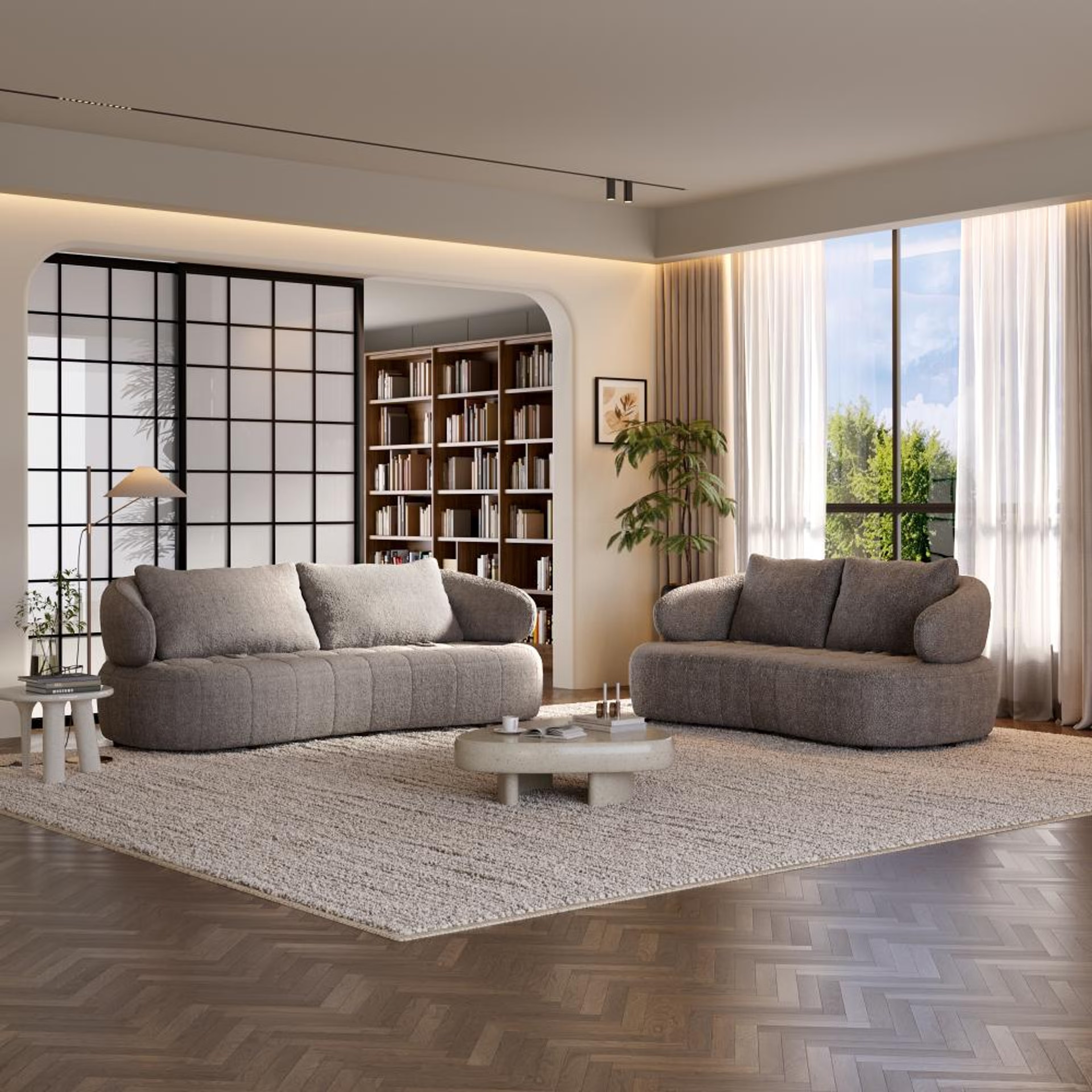 Wakefit Samos Sofa Set (3+2) Seater Regular, Set (3+2), Beige