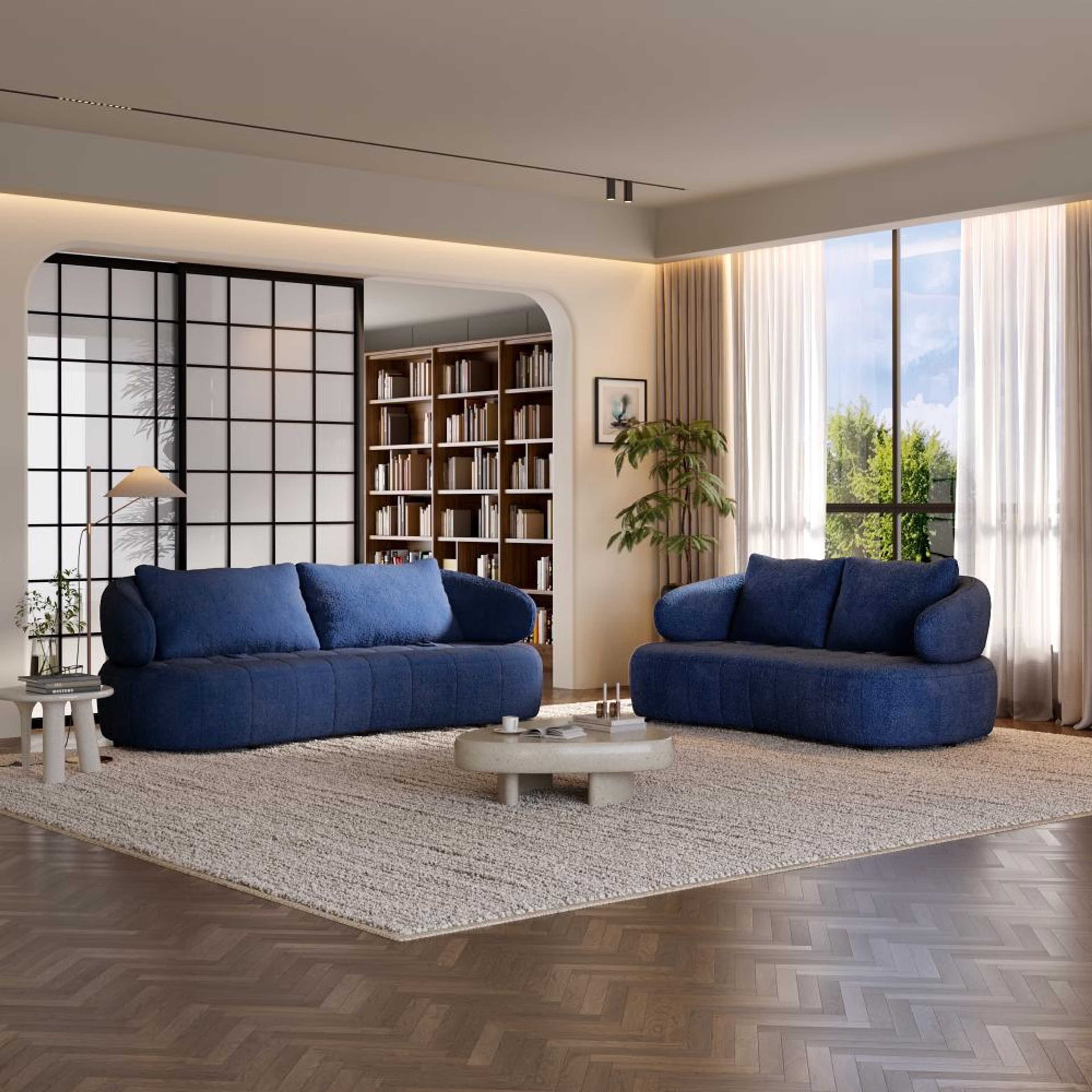 Wakefit Samos Sofa Set (3+2) Seater Regular, Set (3+2), Blue