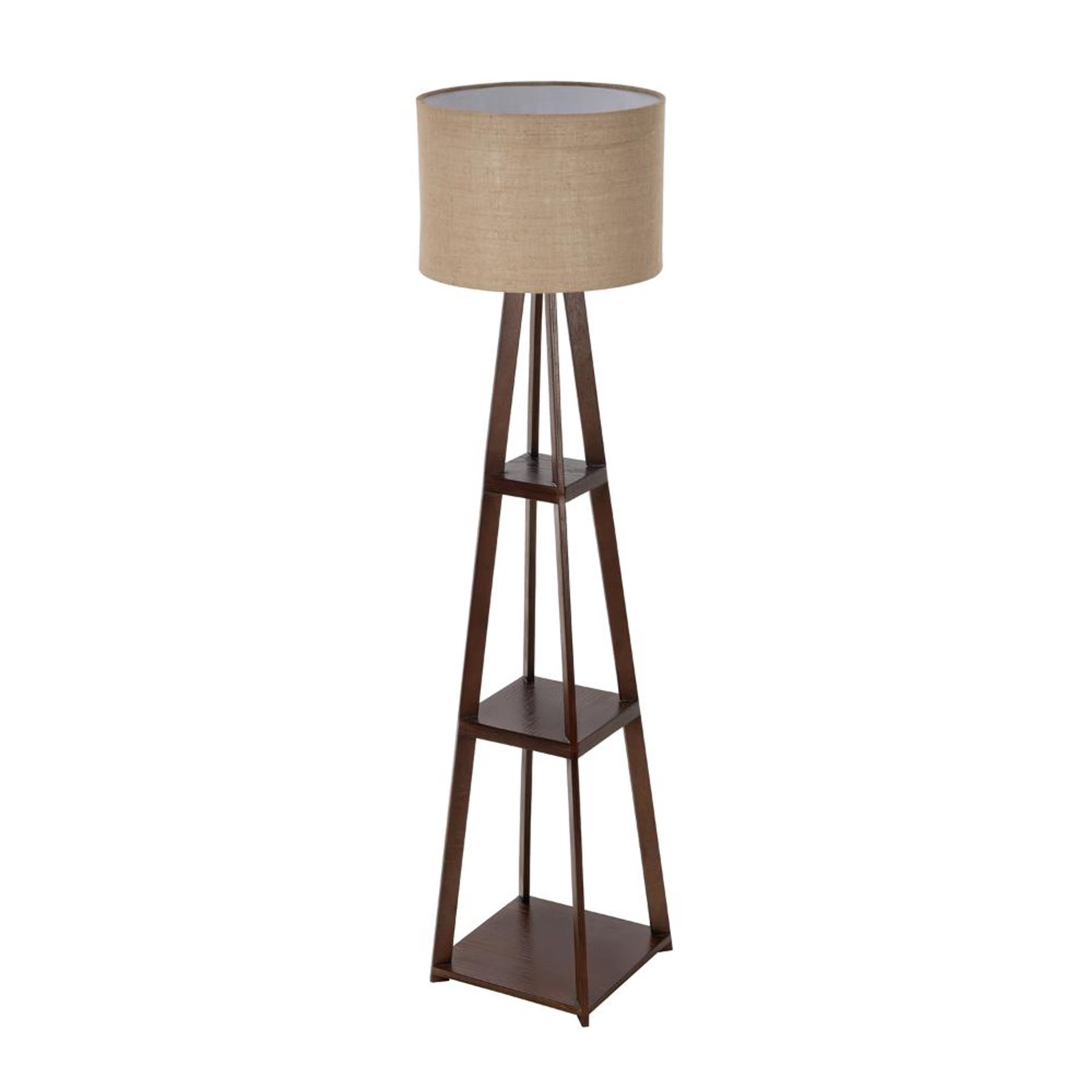 Tripod Wooden Storage Floor Lamp Wooden, 14 Inch