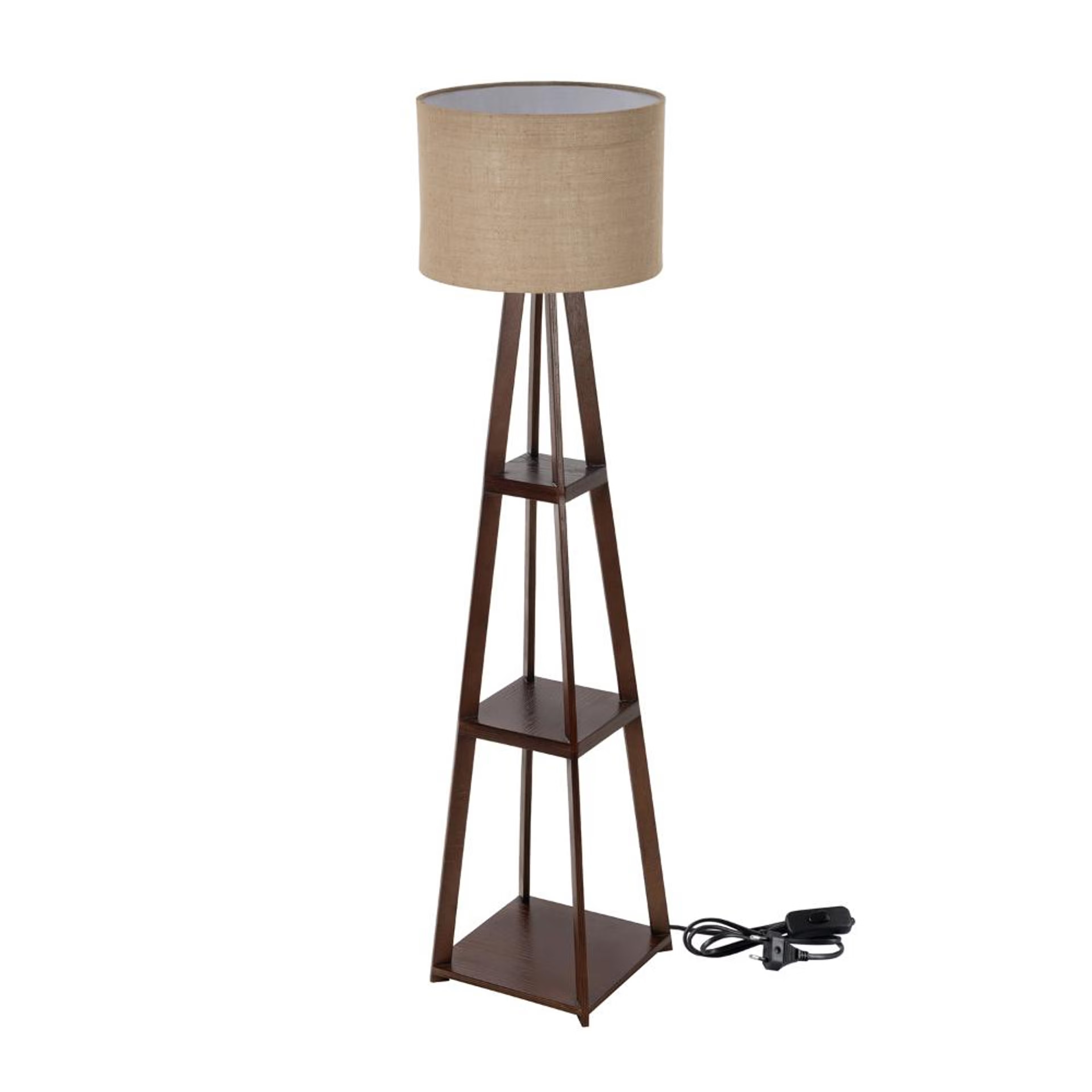 Tripod Wooden Storage Floor Lamp Wooden, 14 Inch