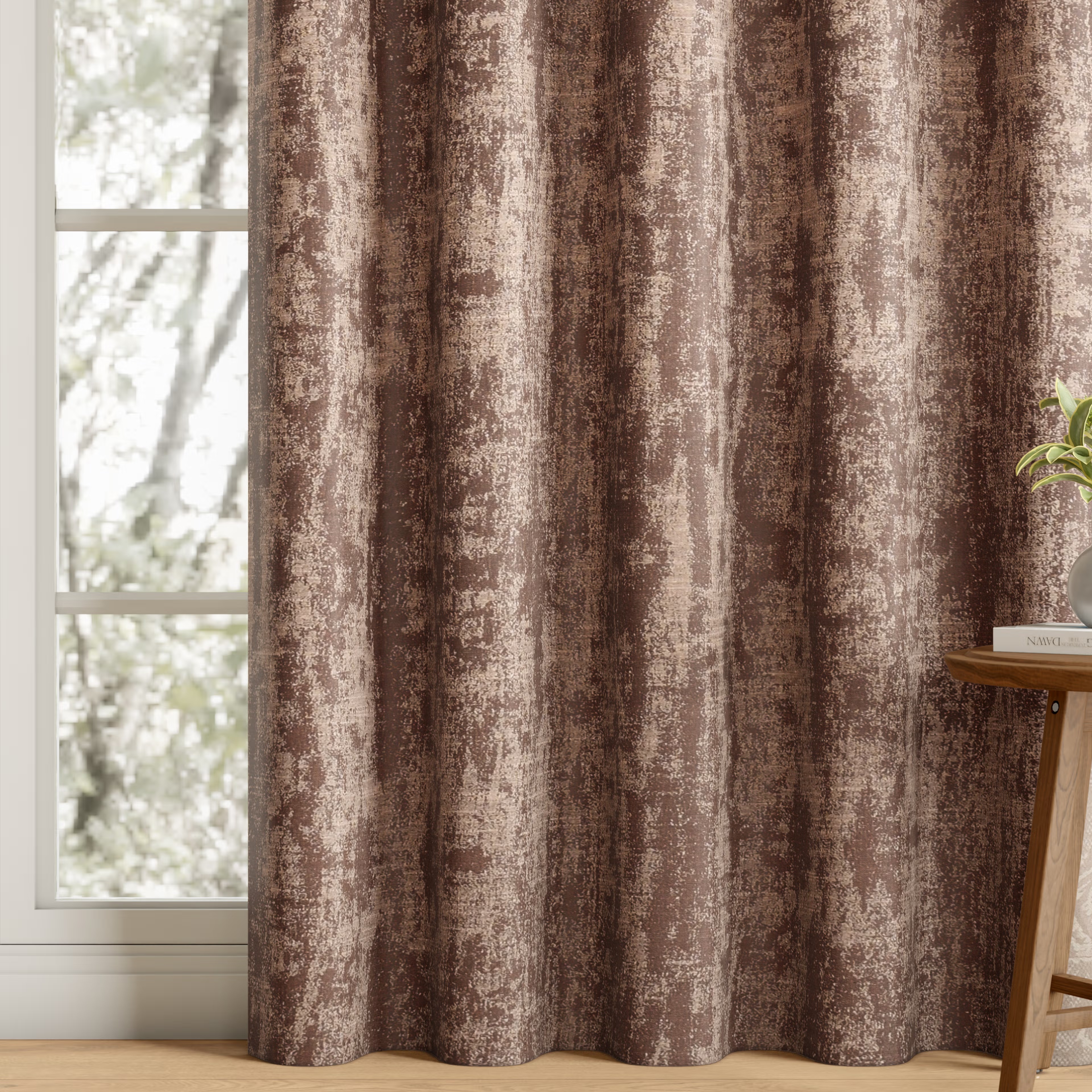 Jacquard Room Darkening Curtain | Light Blocking Upto 70% | ( 9x 4 ft) | Long Door Curtain | Set of 1 | Reduces Noise | Machine Washable | Adler Line Wash Brown Long Door (9 Feet), Set of 1, Adler Line Wash Brown