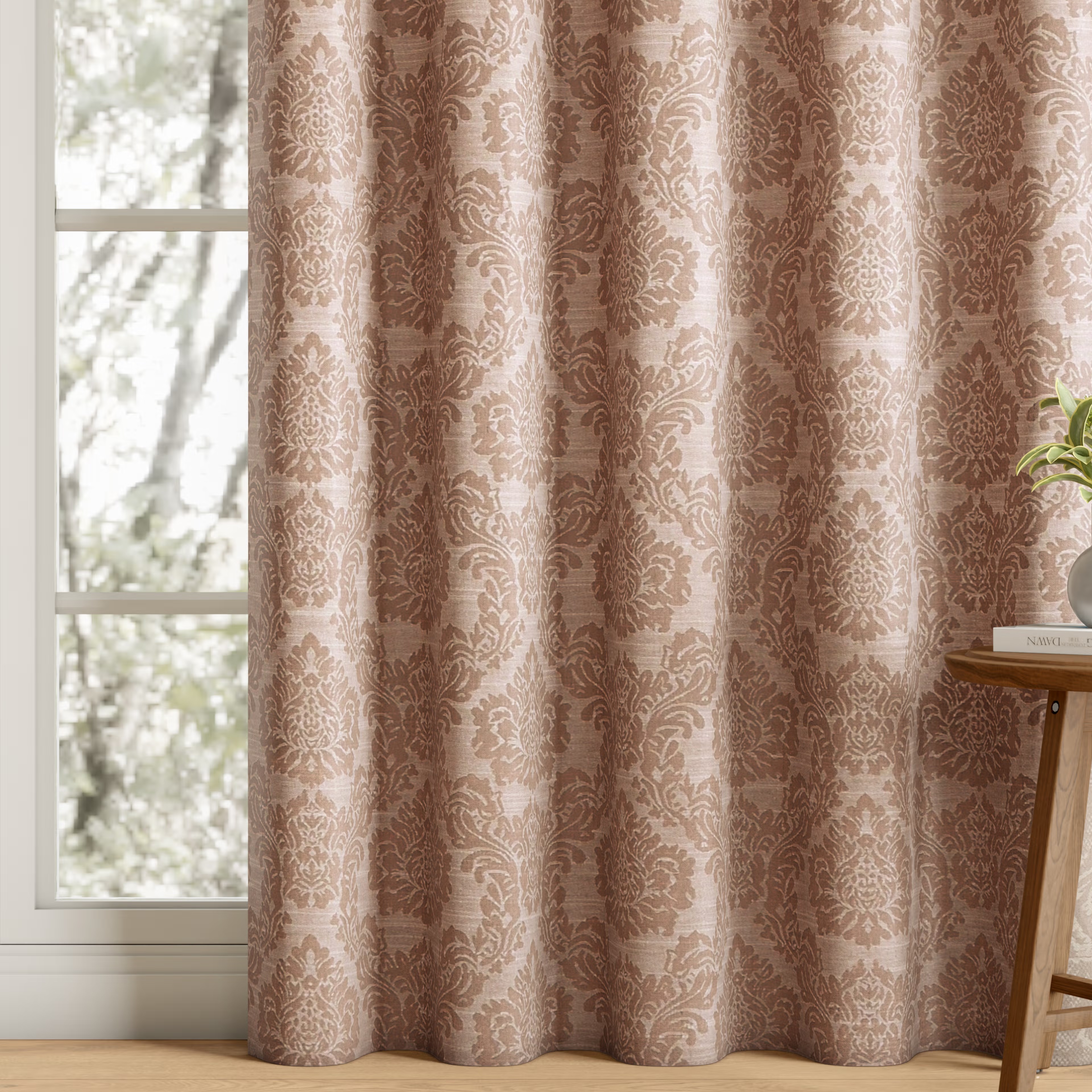 Home 31 Jacquard Room Darkening Curtain | Light Blocking Upto 70% | (5 x 4 ft) | Window Curtain | Set of 1 | Reduces Noise | Machine Washable | Artisan Floral Light Brown Window (5 Feet), Set of 1, Artisan Floral Light Brown