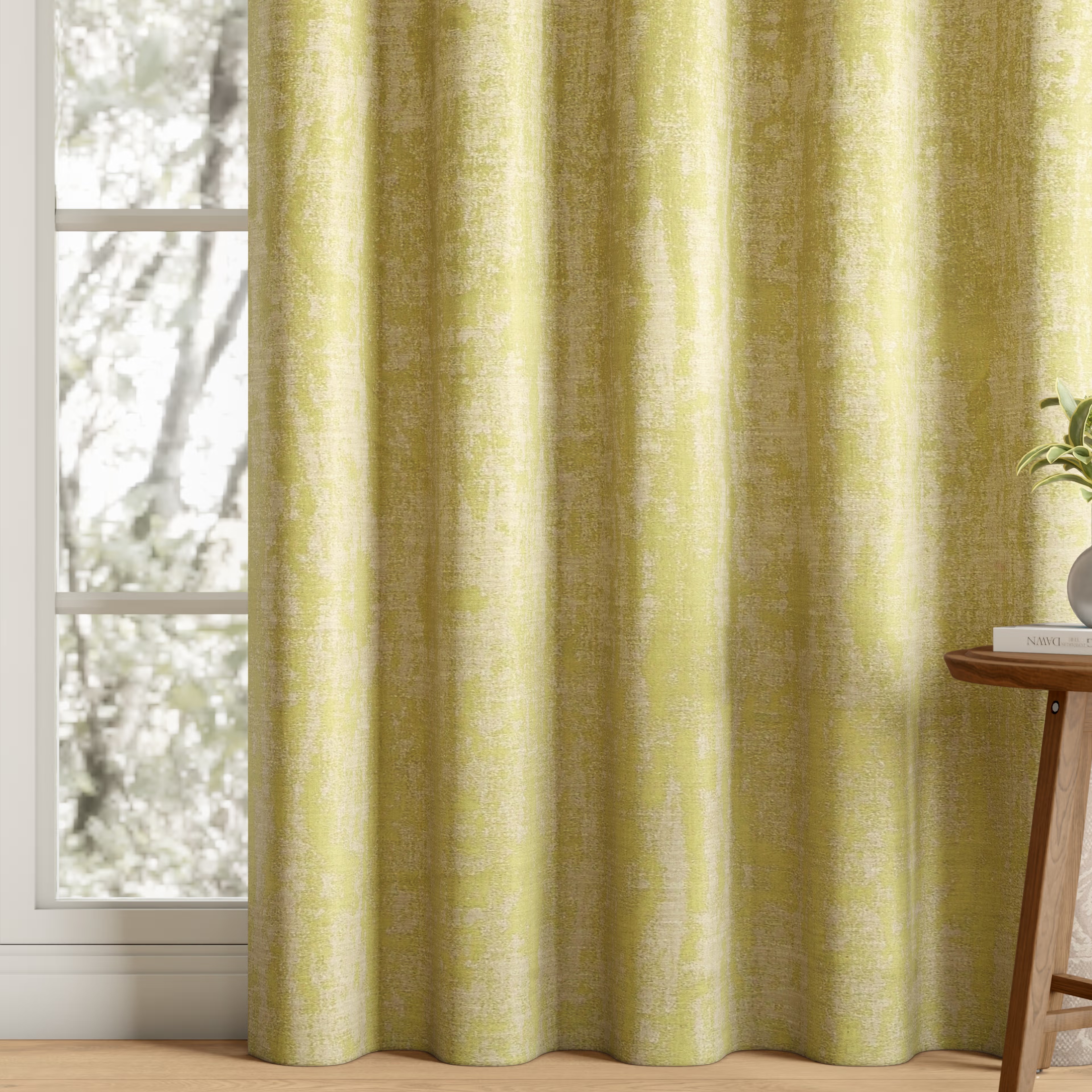 Jacquard Room Darkening Curtain | Light Blocking Upto 70% | (5 x 3.8 ft) | Window Curtain | Set of 1 | Reduces Noise | Machine Washable | Adler Line Wash Golden Green Window (5 Feet), Set of 1, Adler Line - Golden Green