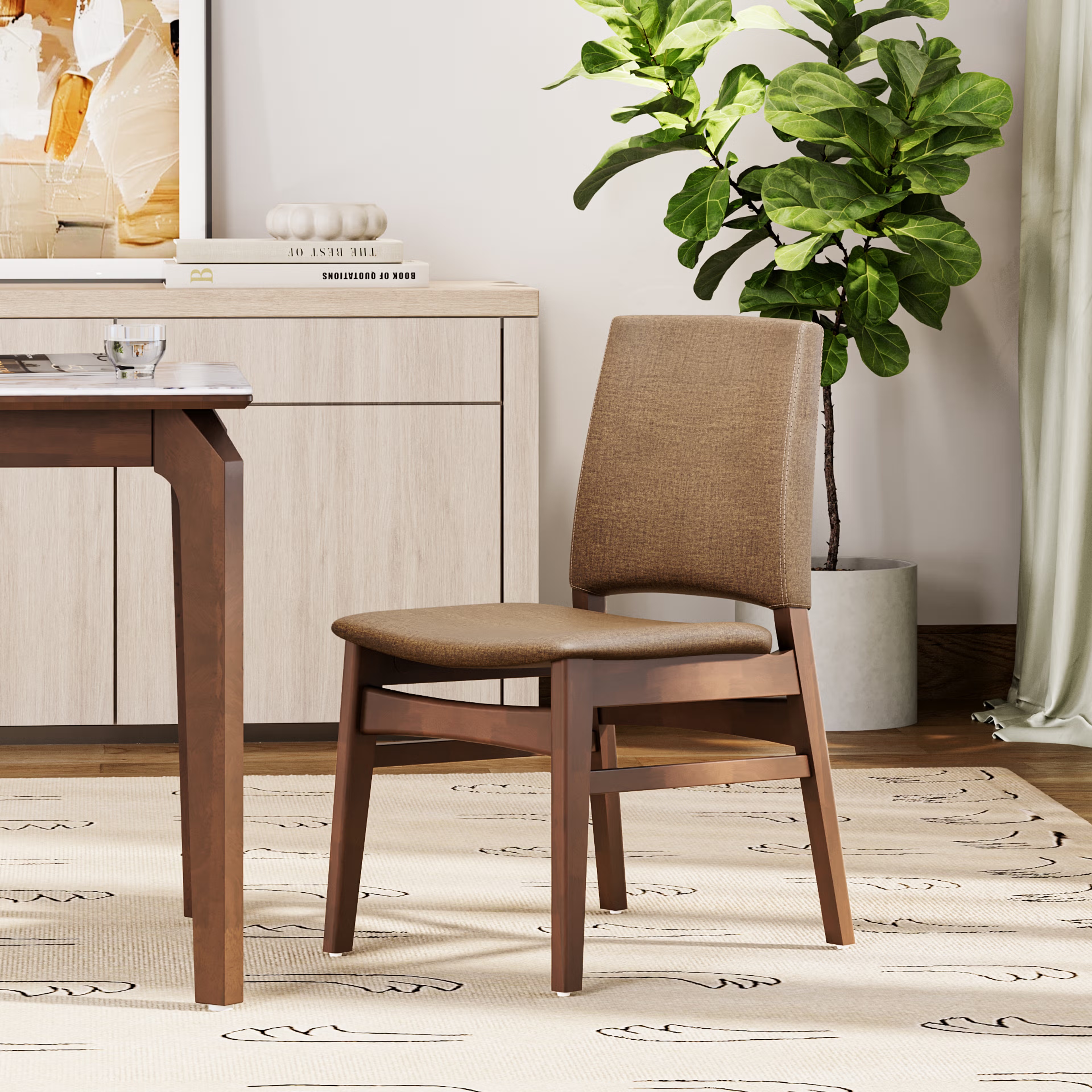 Wakefit Haydie Dining Chair - Mocha Brown Set of 1 Chair, Mocha Brown, Irish Walnut