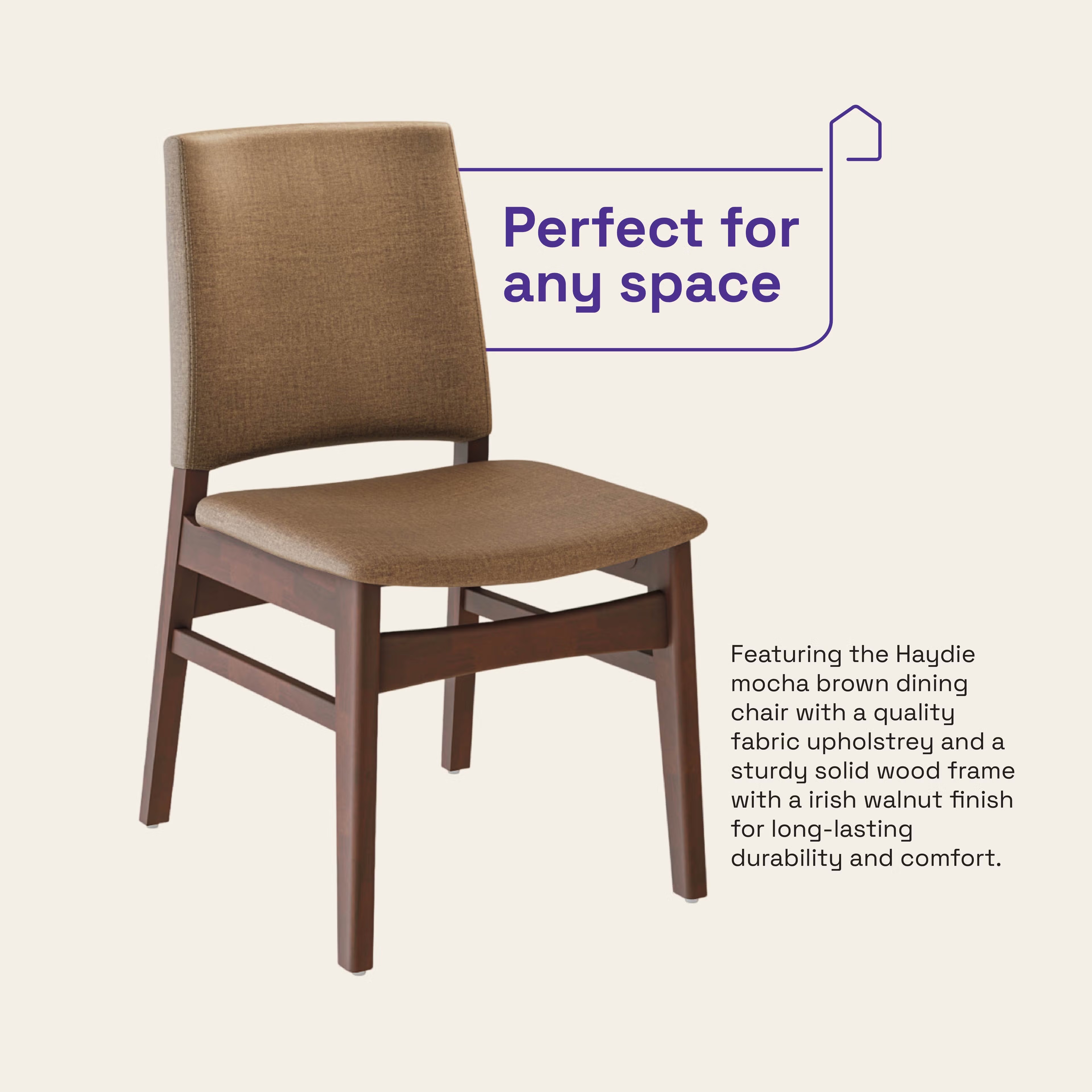 Wakefit Haydie Dining Chair - Mocha Brown Set of 1 Chair, Mocha Brown, Irish Walnut 4 Wakefit Haydie Dining Chair - Mocha Brown Set of 1 Chair, Mocha Brown, Irish Walnut