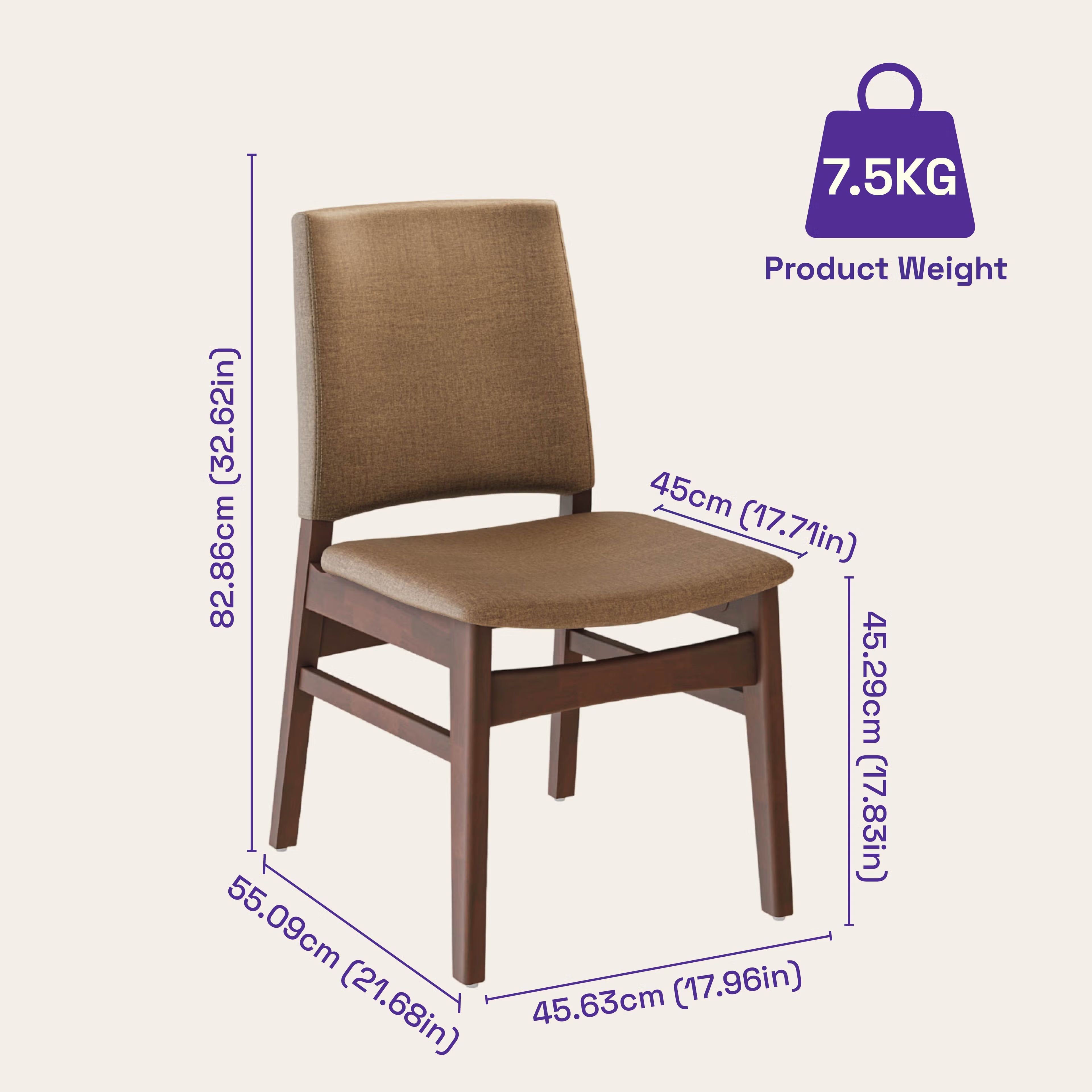 Wakefit Haydie Dining Chair - Mocha Brown Set of 1 Chair, Mocha Brown, Irish Walnut 7 Wakefit Haydie Dining Chair - Mocha Brown Set of 1 Chair, Mocha Brown, Irish Walnut