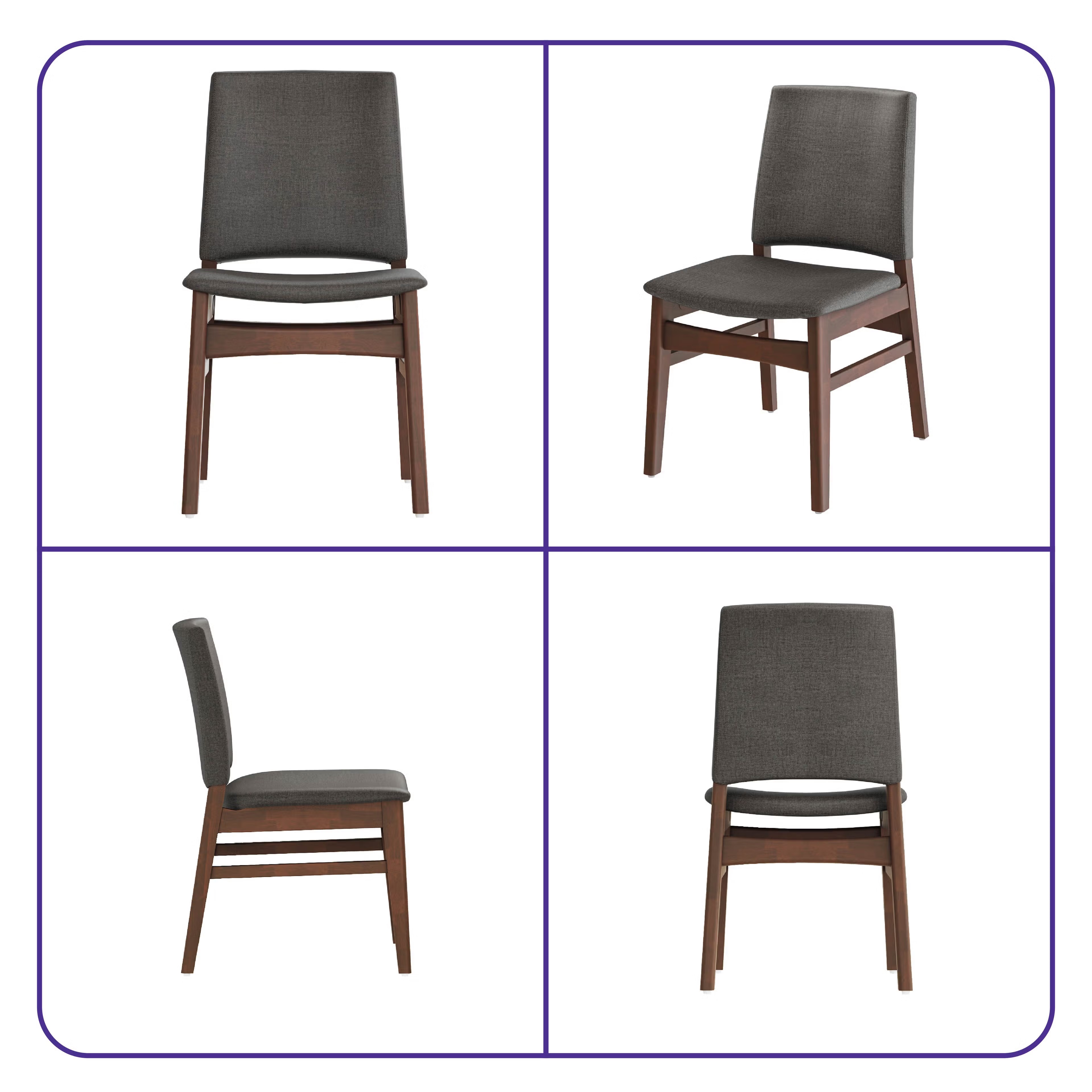 Wakefit Haydie Dining Chair - Charcoal Grey Set of 1 Chair, Charcoal Grey, Irish Walnut