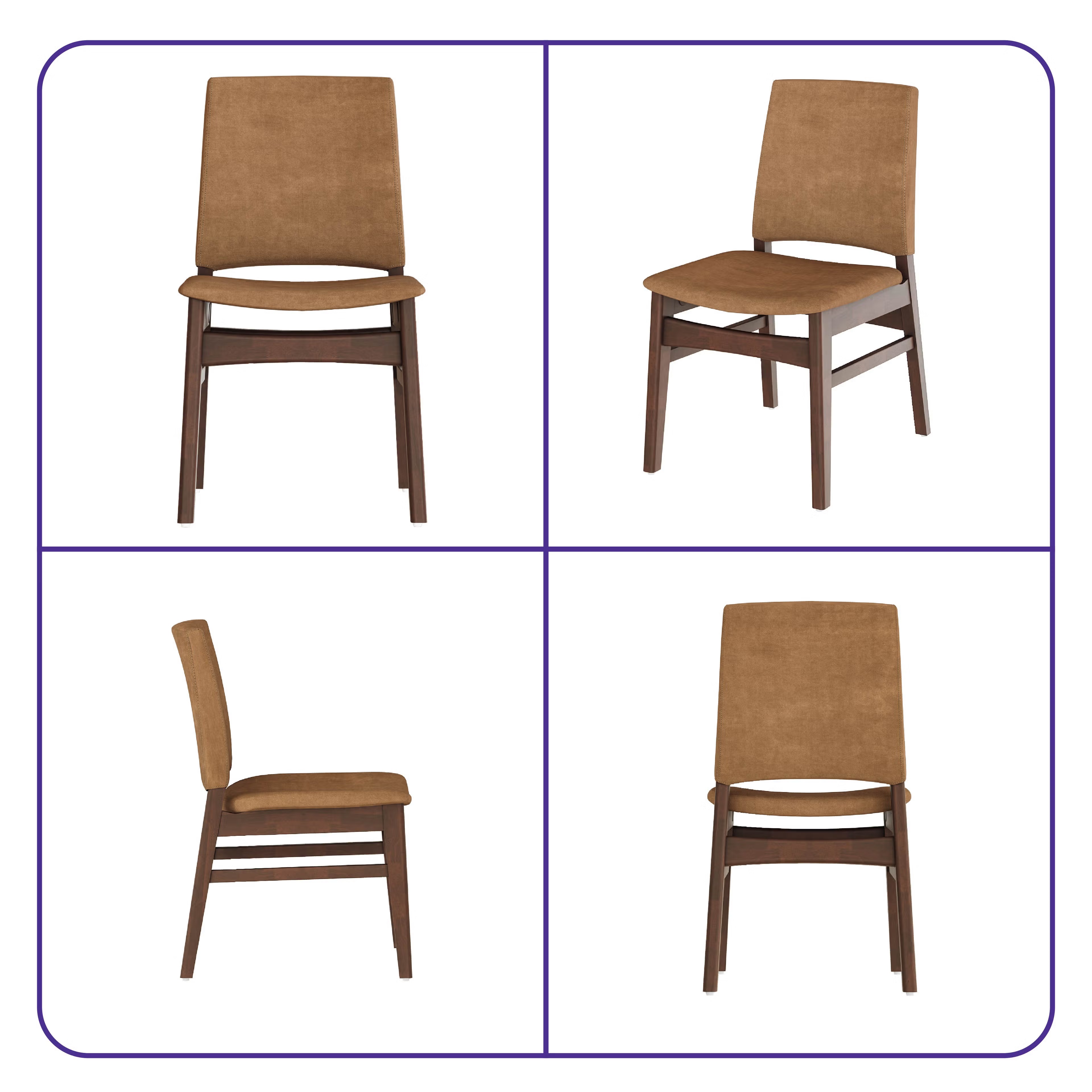 Wakefit Haydie Dining Chair - Napoli Tan Set of 1 Chair, Napoli Tan, Irish Walnut 3 Wakefit Haydie Dining Chair - Napoli Tan Set of 1 Chair, Napoli Tan, Irish Walnut