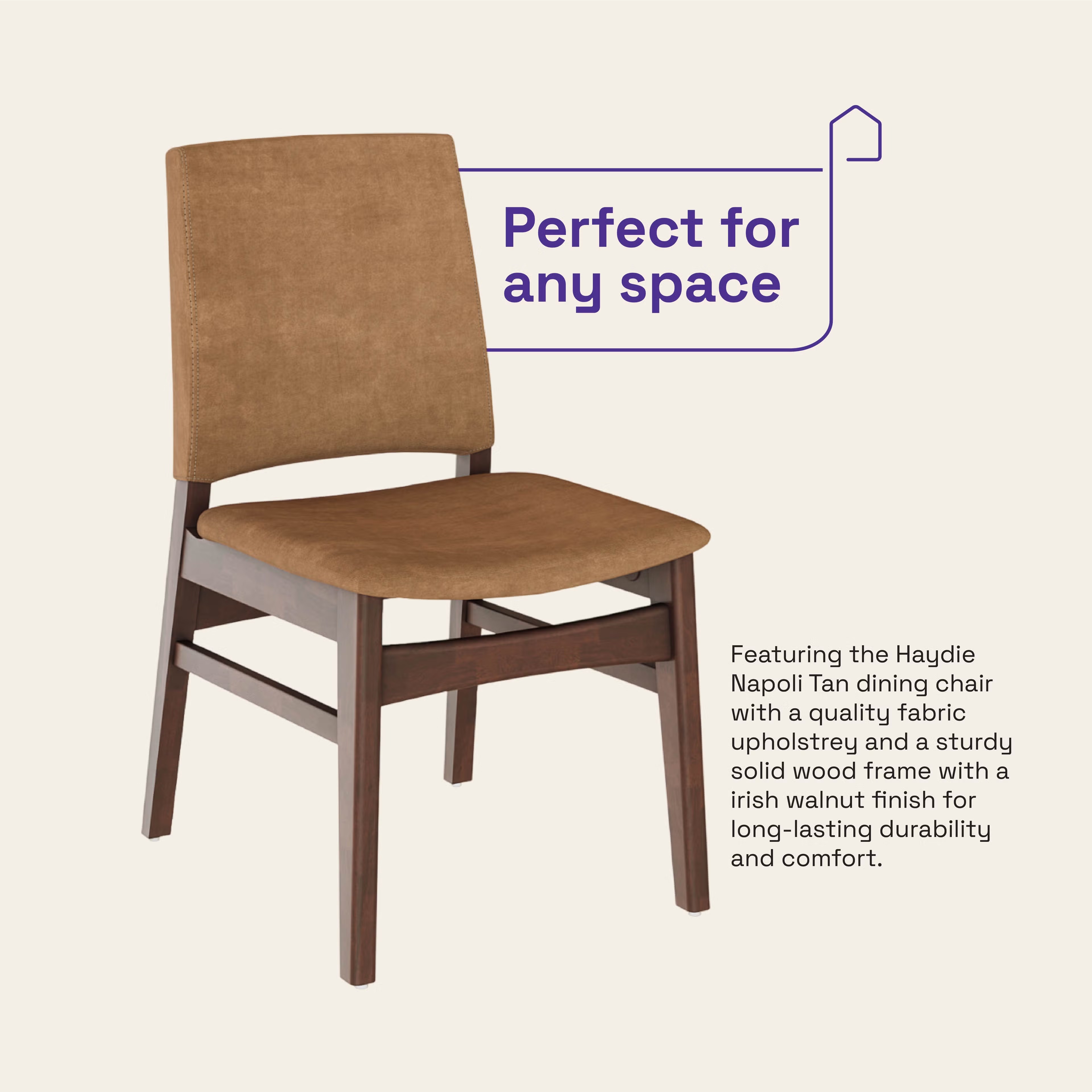 Wakefit Haydie Dining Chair - Napoli Tan Set of 1 Chair, Napoli Tan, Irish Walnut 4 Wakefit Haydie Dining Chair - Napoli Tan Set of 1 Chair, Napoli Tan, Irish Walnut