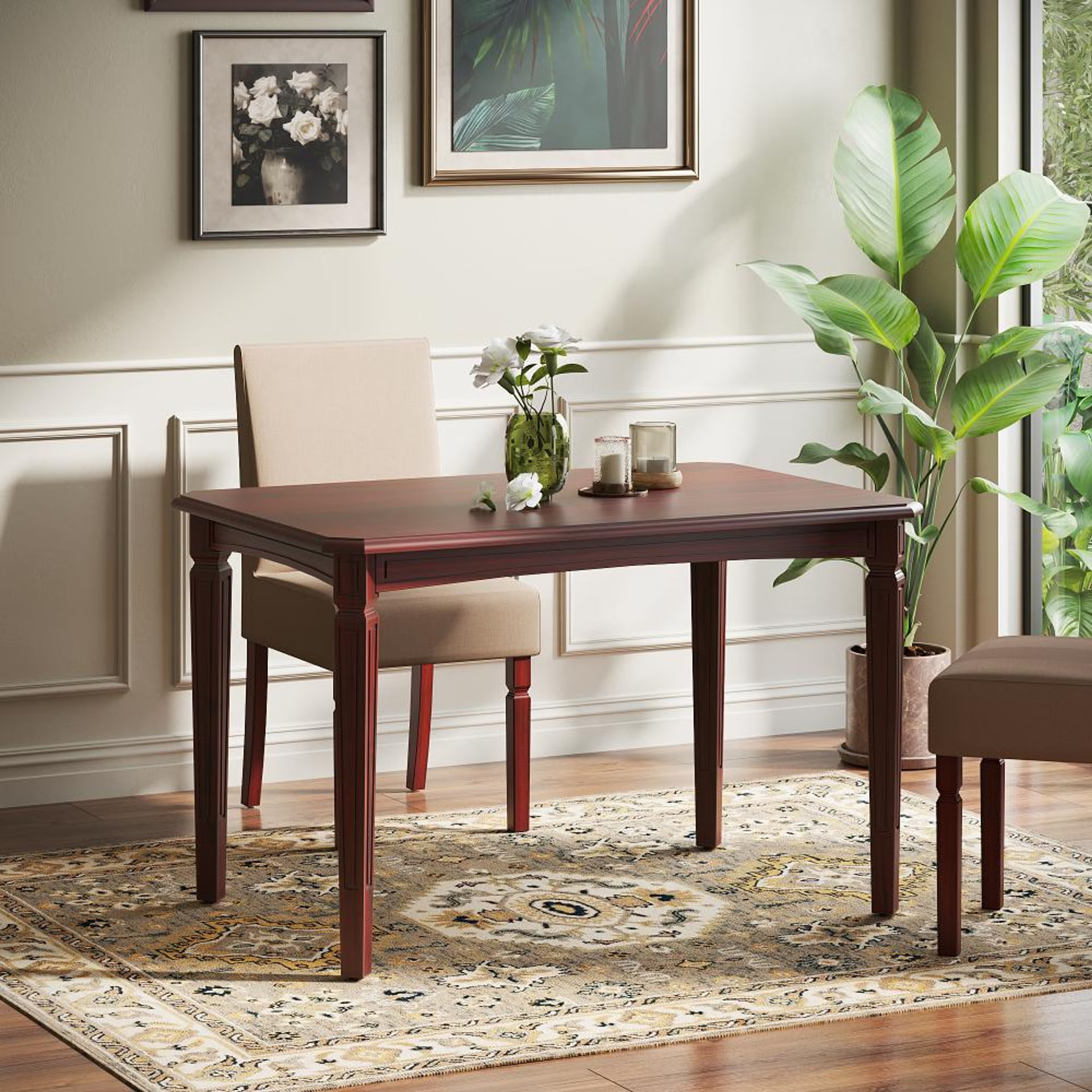 Wakefit Kumen 4 seater teak wood dining table 4 Seater Table, Ambrosia Teak