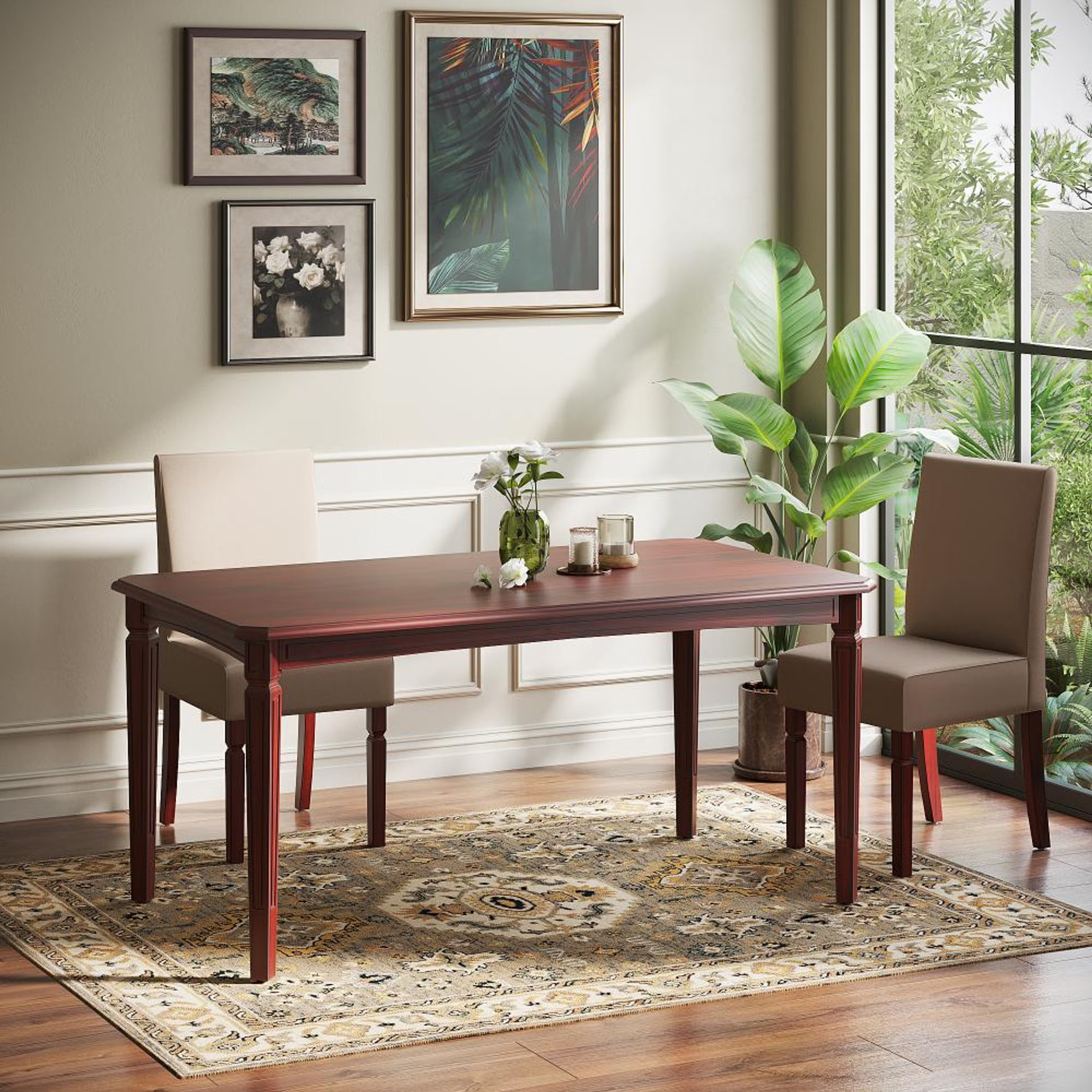 Wakefit Kumen 6 seater teak wood dining table 6 Seater Table, Ambrosia Teak