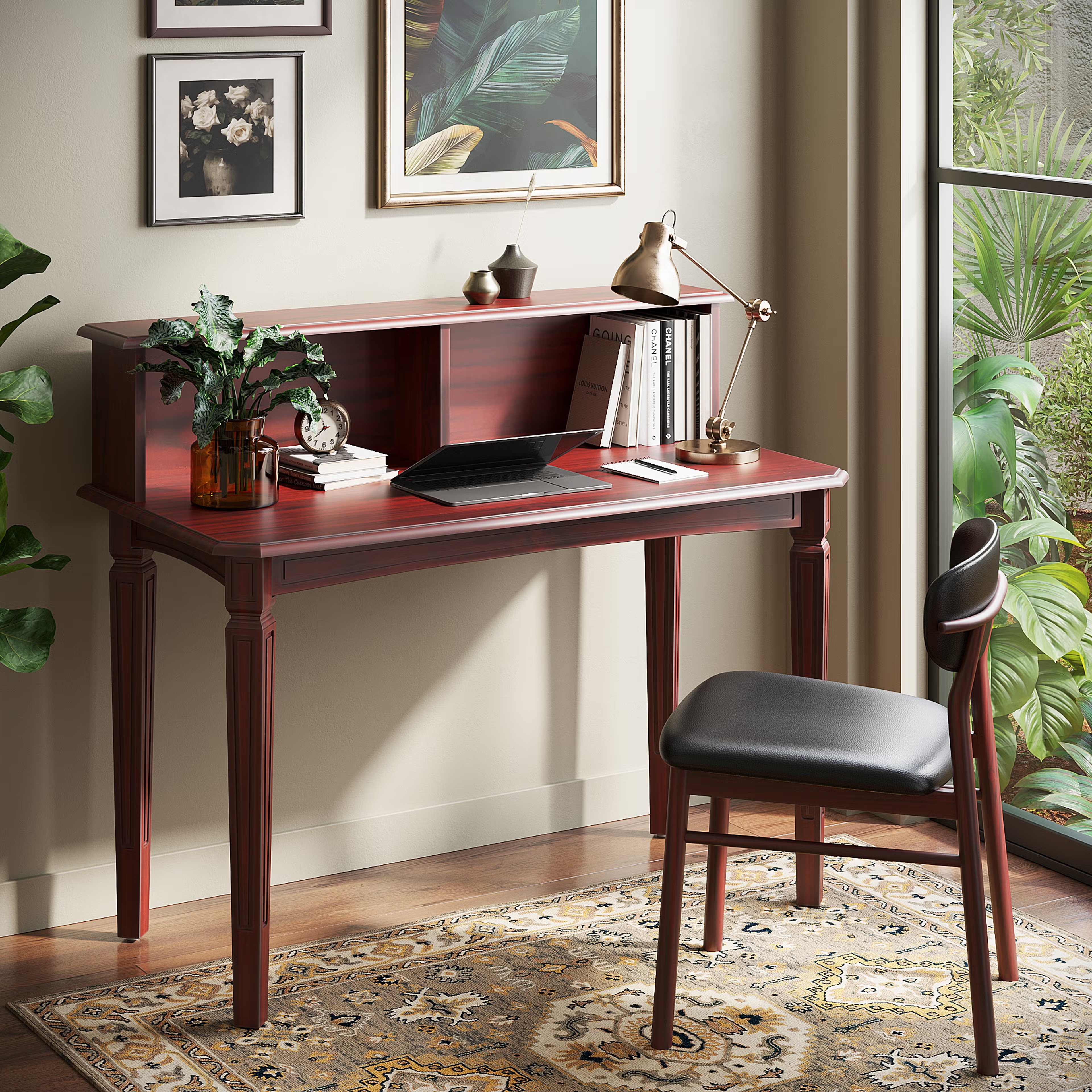 Wakefit Kumen teak wood Study Table with storage With Storage, Ambrosia Teak