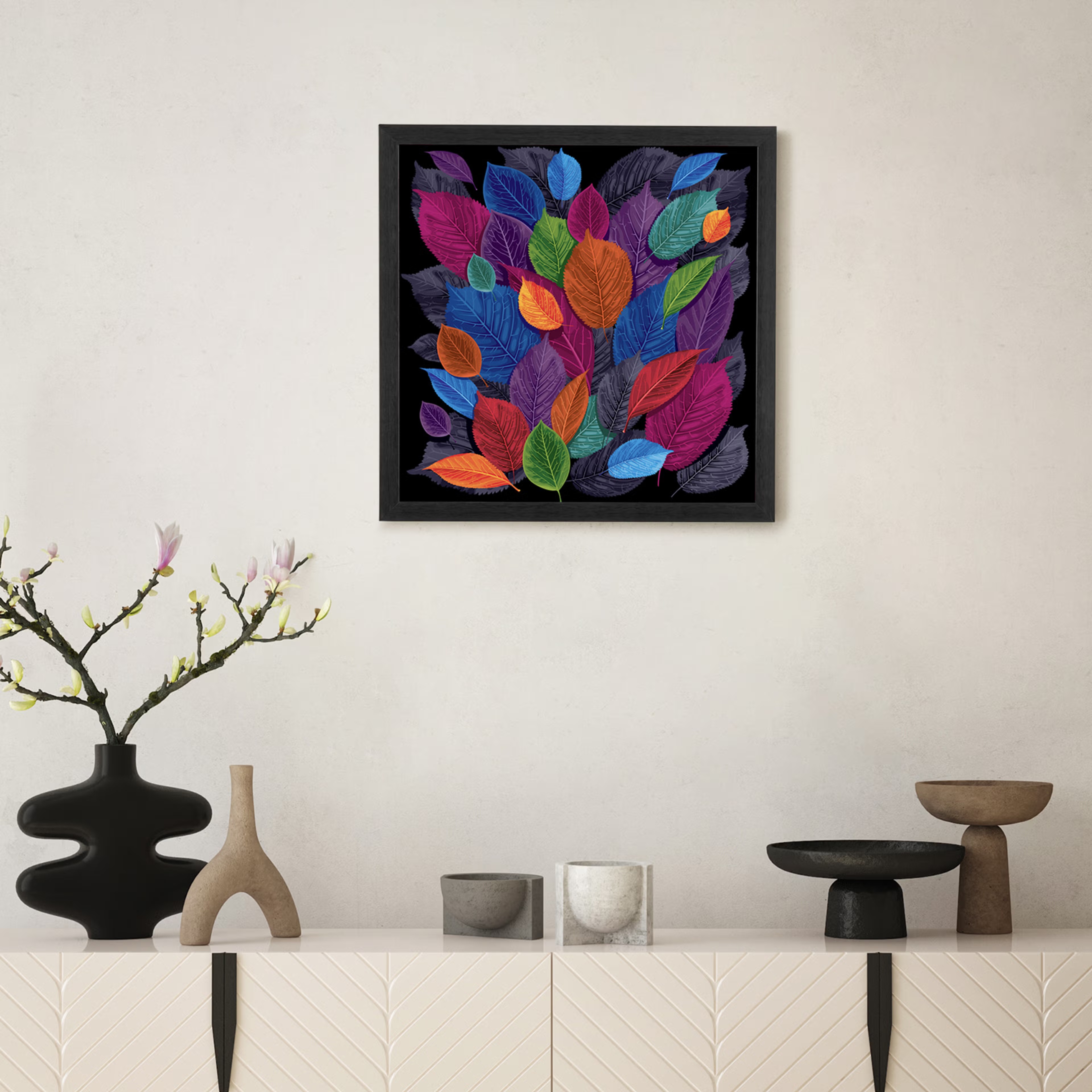 MDF Picture Frame | 18x18 Inch | Set of 1 | For Living Room, Bedroom & Office Decor | Gifting Option | Autumn Serenade Picture Frame, Black, 18X12 inch, Set of 1