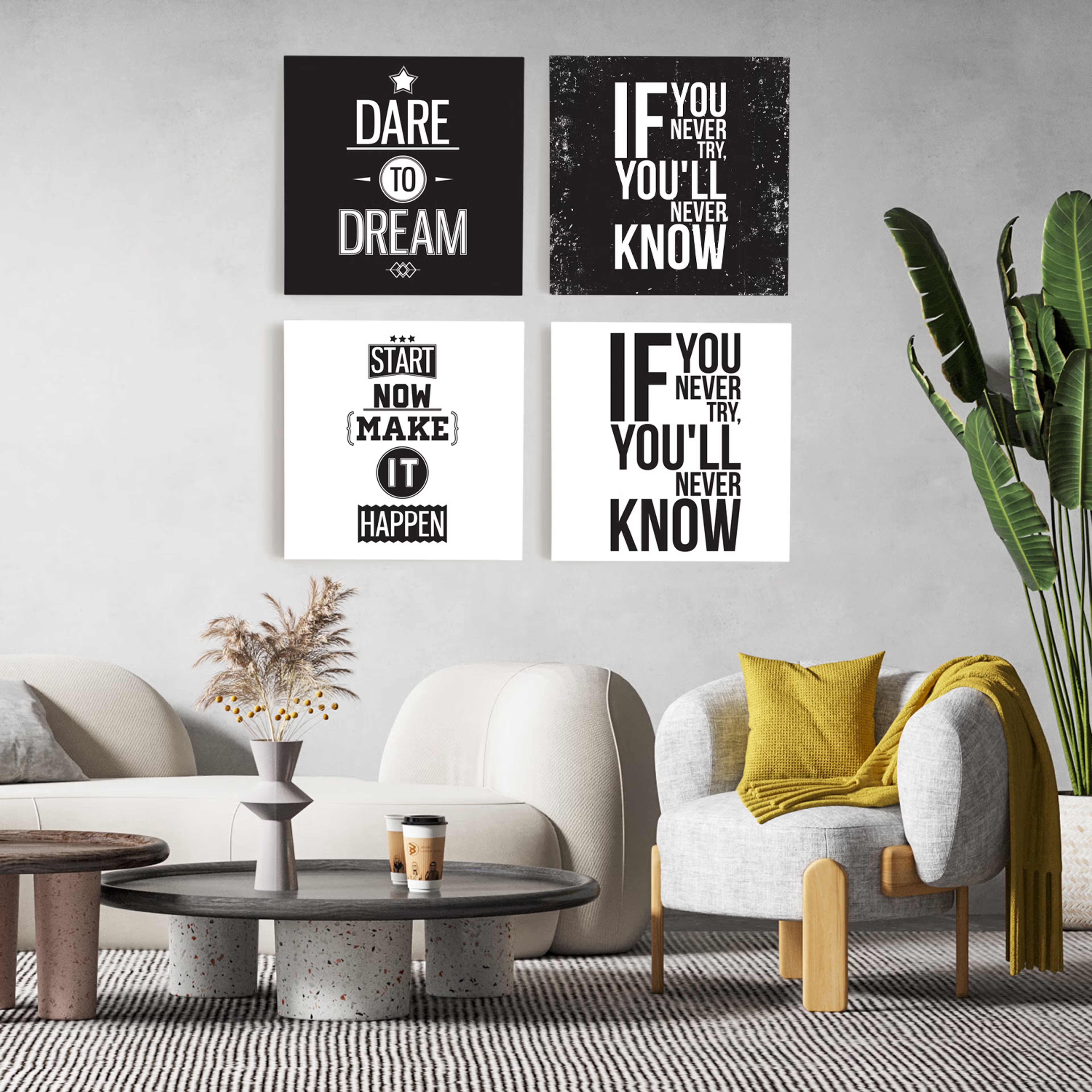 Home 39 Inspiration Quartet Vinyl Set of 4 (8.5X8.5) Inch Vinyl, 8.5X8.5 inch, Set of 4