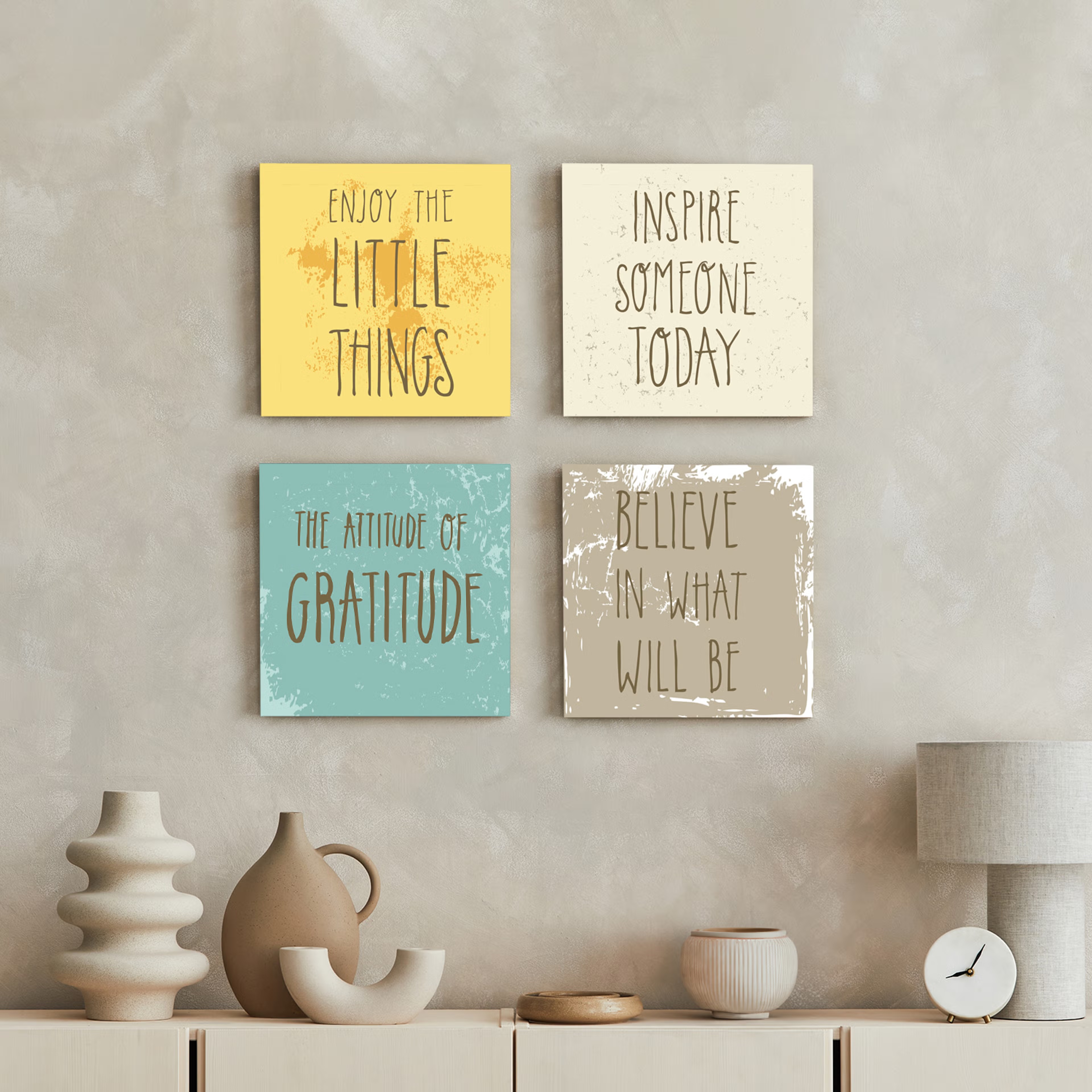 Gratitude Journal Quotes Vinyl Set of 4 (11X11) Inch Vinyl, 11X14 inch, Set of 4