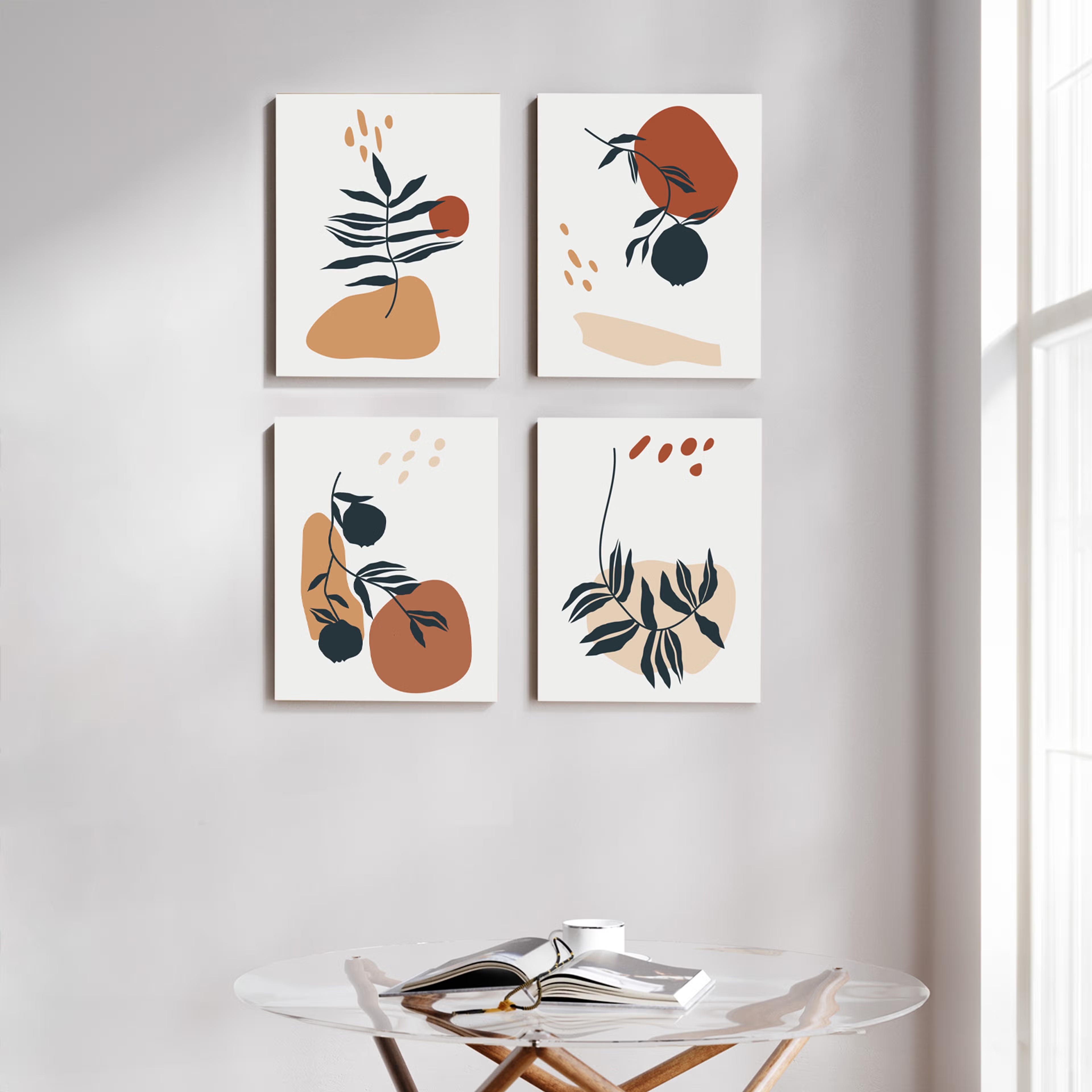 Botanical Touch Vinyl Set of 4 (11X14) Inch Vinyl, 11X14 inch, Set of 4