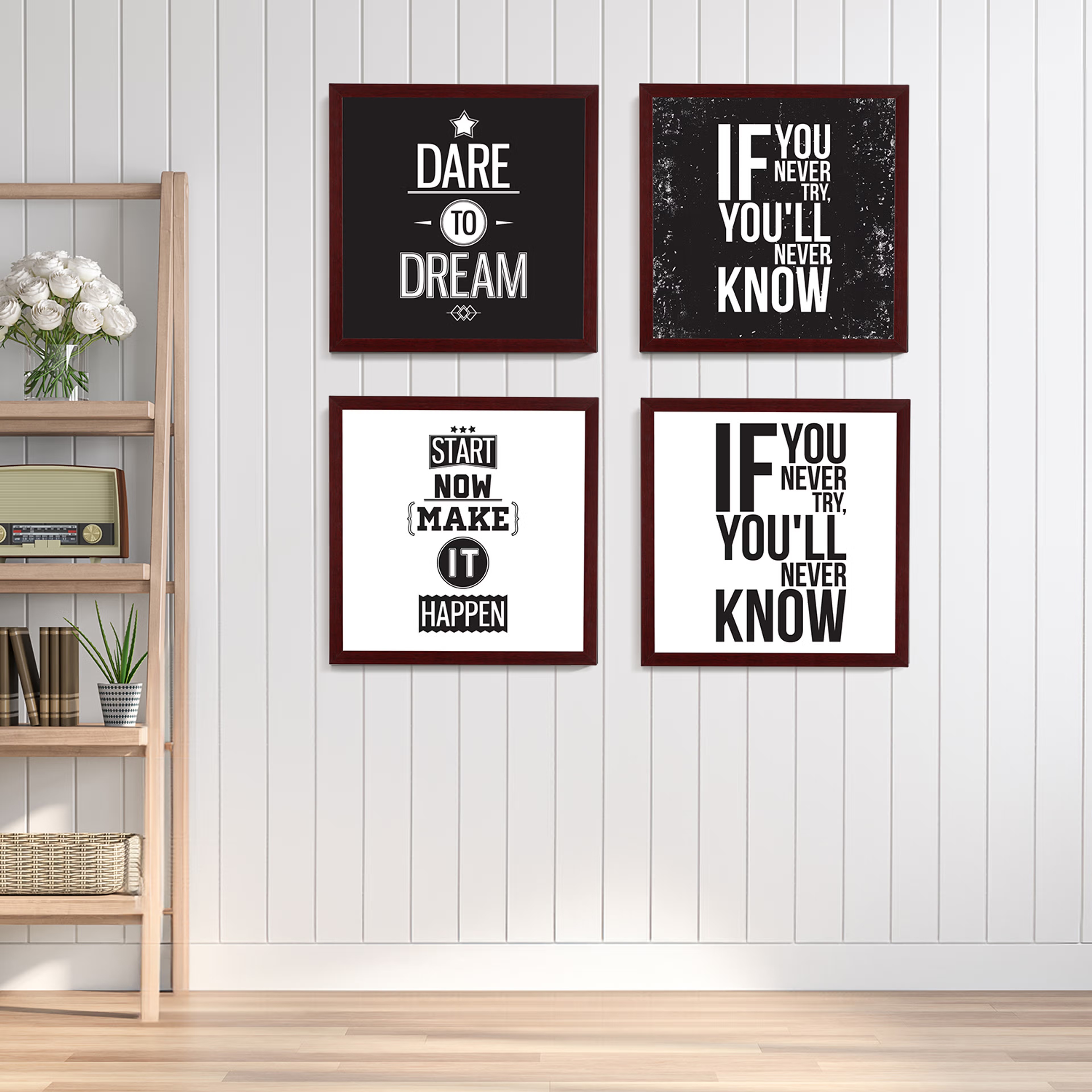 Inspiration Quartet Red Picture Frame Set of 4 (8.5X8.5) Inch Picture Frame, Red, 8.5X8.5 inch, Set of 4