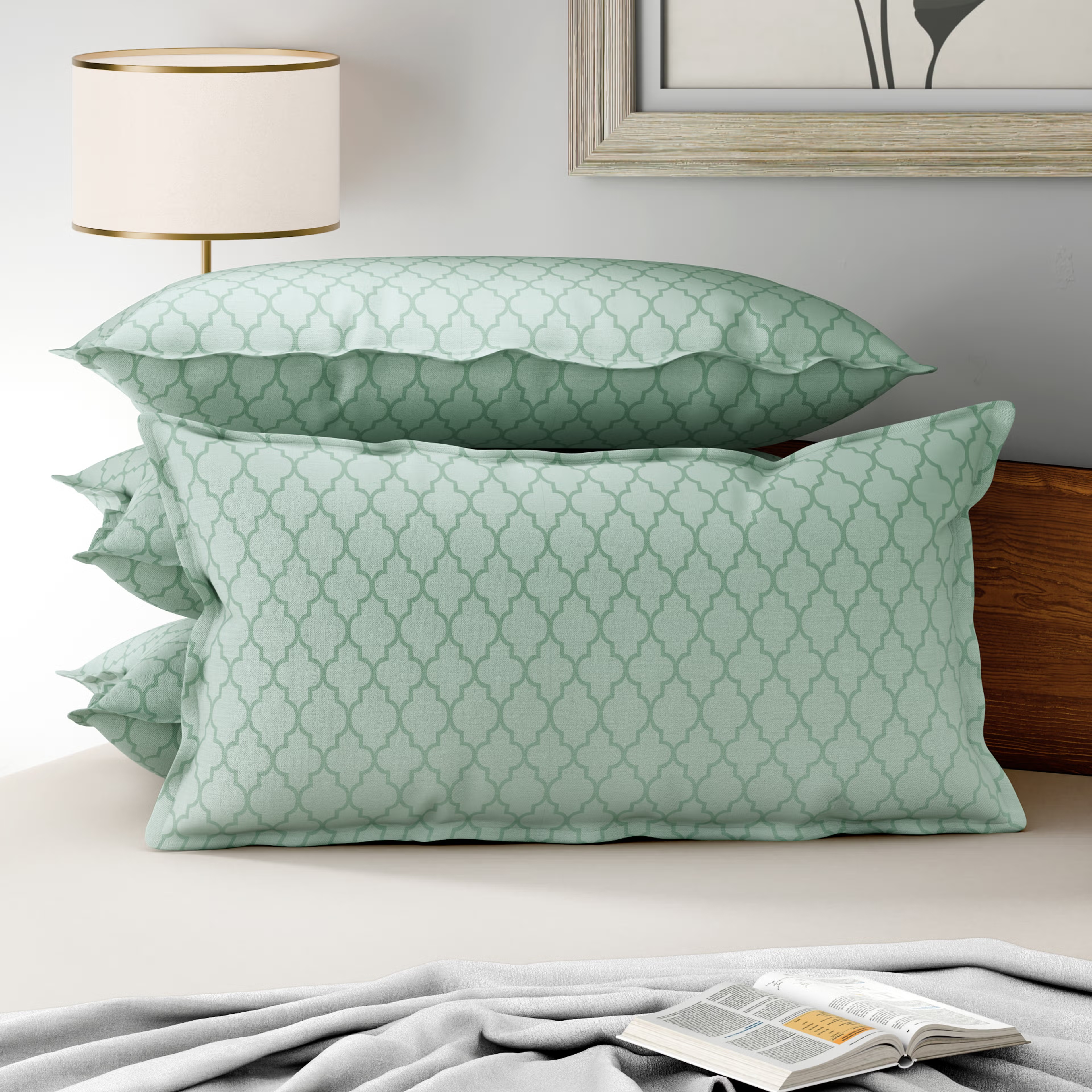 100% Cotton Pillow Cover | King Size 36x19 Inch | Set Of 4 | 160 TC | Booke Large, Set of 4, Cotton, Booke