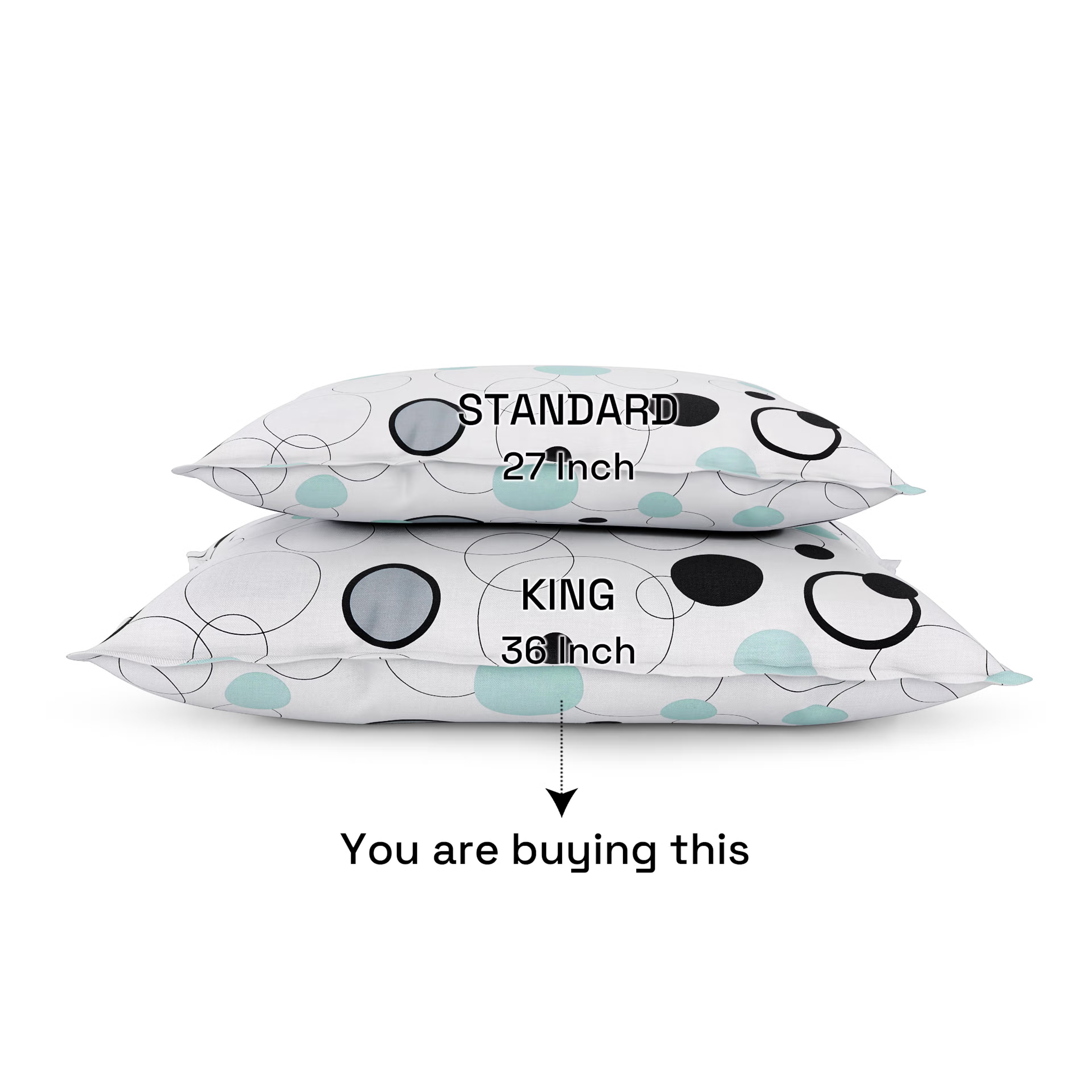 100% Cotton Pillow Cover | King Size 36x19 Inch | Set Of 2 | 160 TC | Bubbles Large, Set of 2, Cotton, Bubbles 4 100% Cotton Pillow Cover | King Size 36x19 Inch | Set Of 2 | 160 TC | Bubbles Large, Set of 2, Cotton, Bubbles