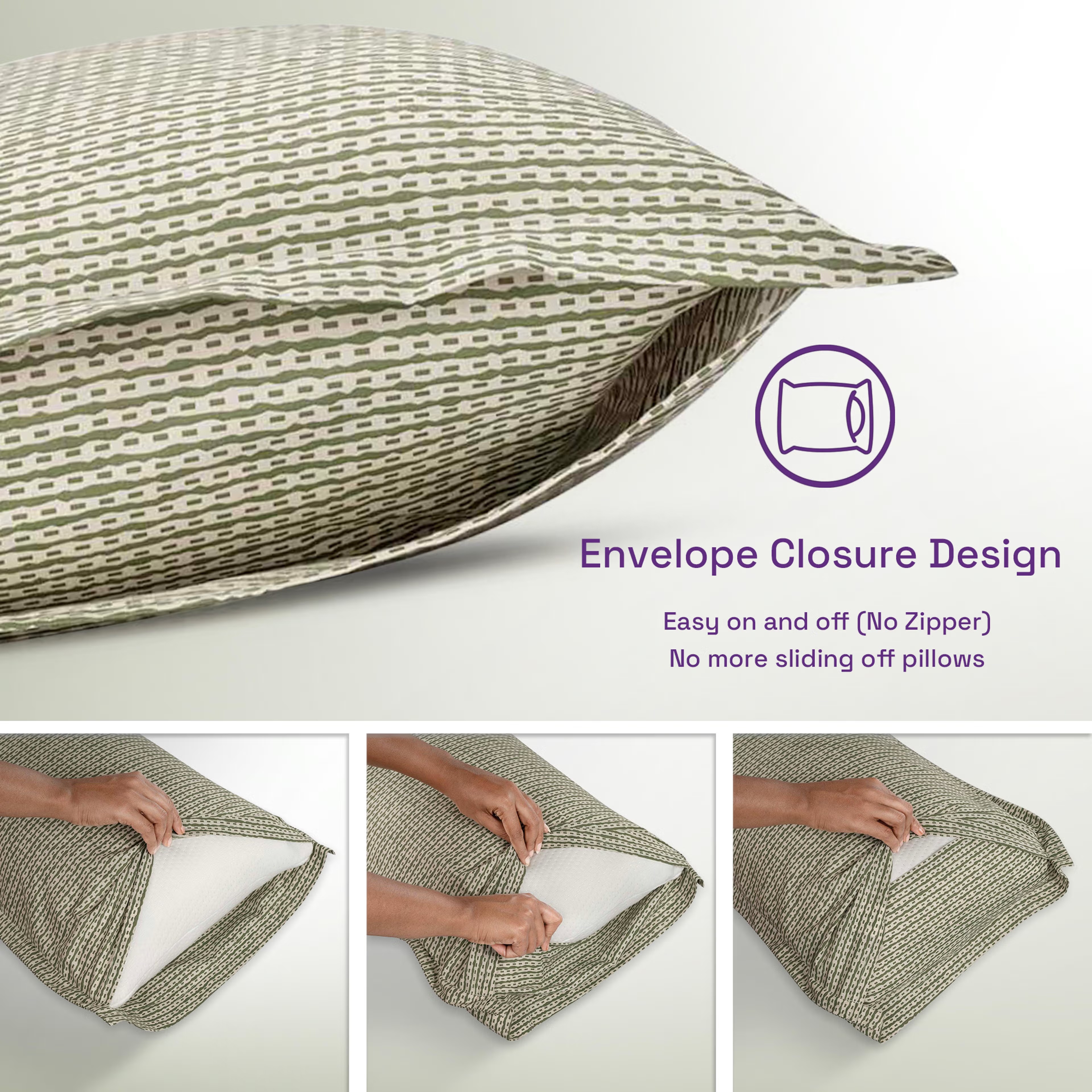 Home 37 100% Cotton Pillow Cover | King Size 36x19 Inch | Set Of 4 | 160 TC | Buffey Large, Set of 4, Cotton, Buffey