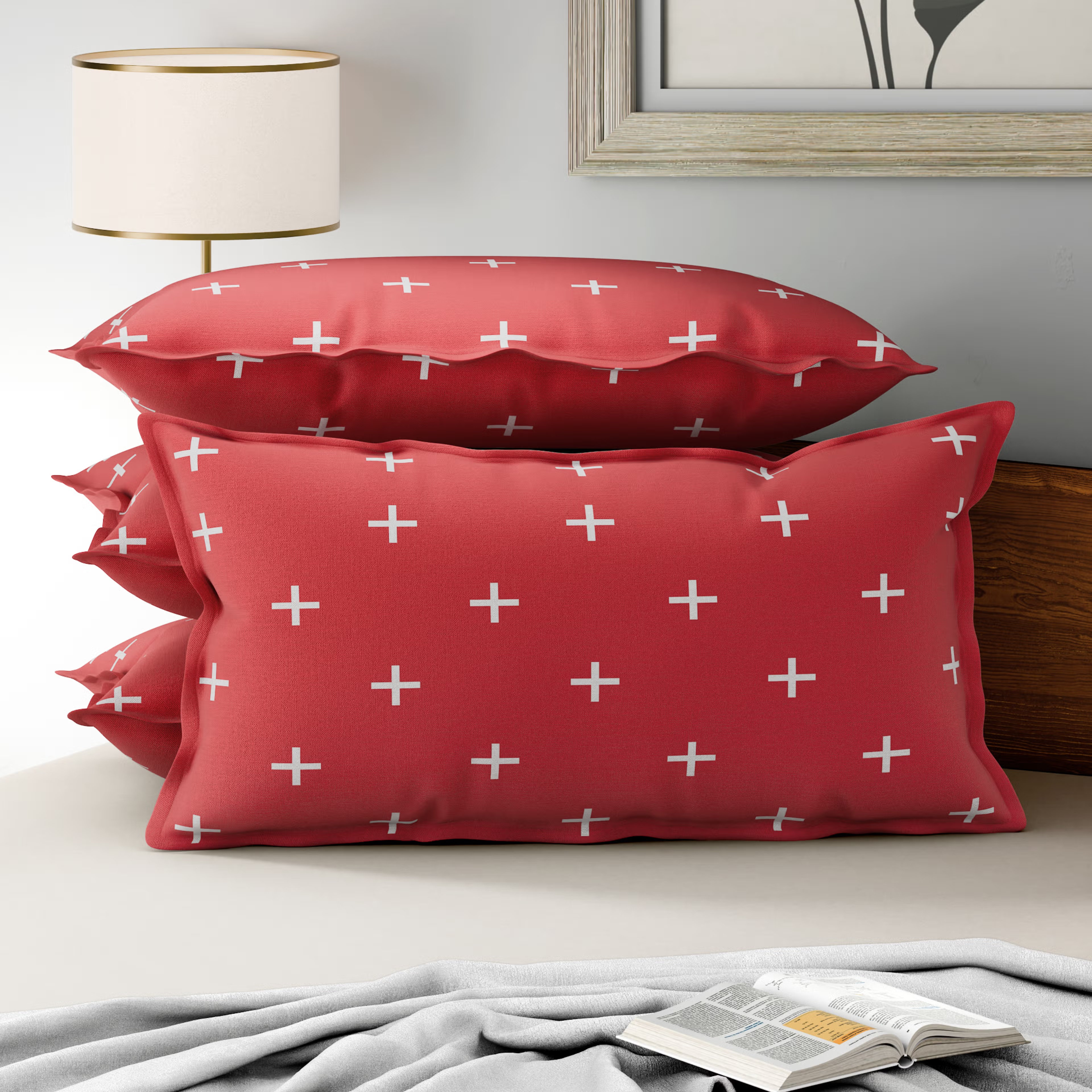 Home 44 100% Cotton Pillow Cover | King Size 36x19 Inch | Set Of 4 | 160 TC | Color Play Large, Set of 4, Cotton, Colour Play