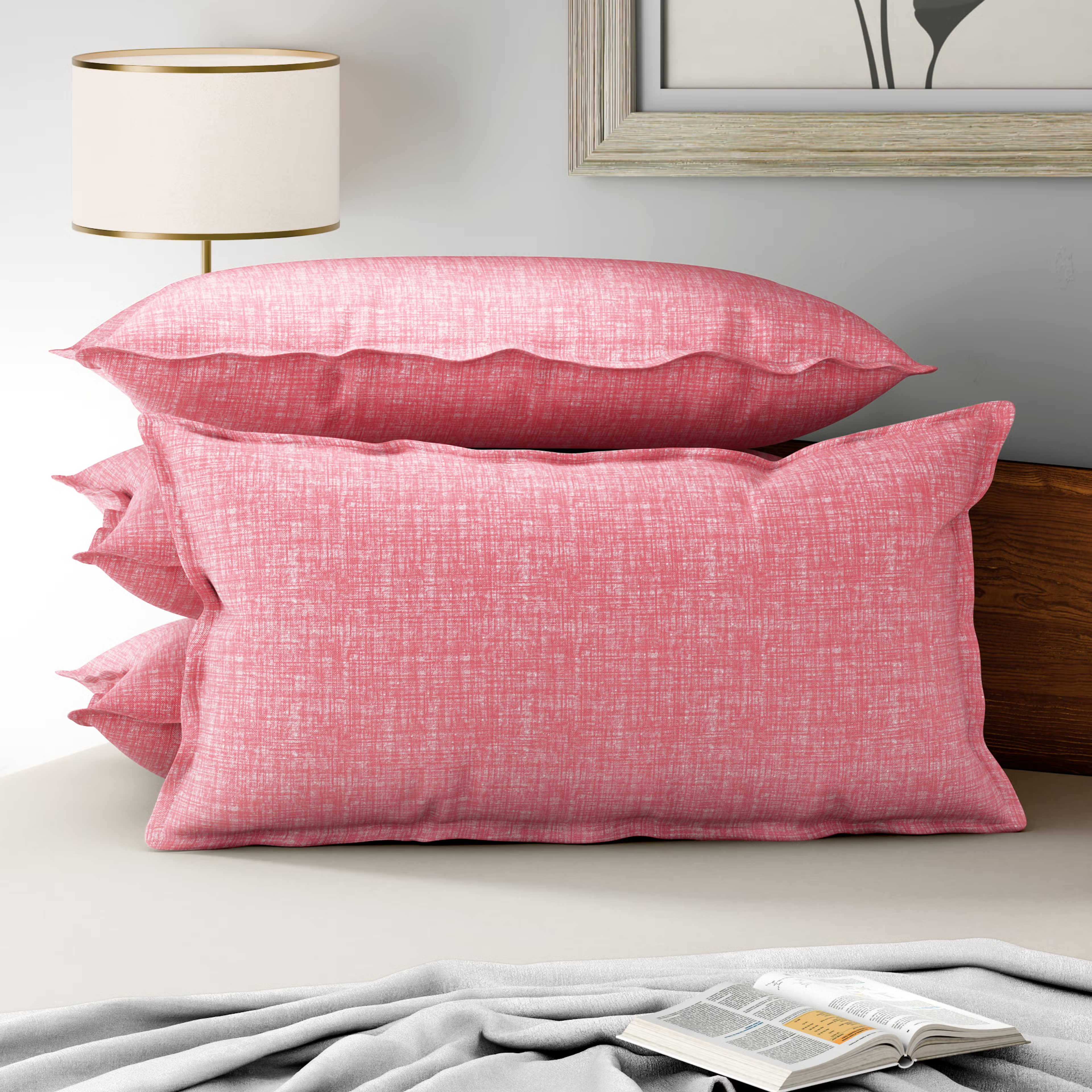 100% Cotton Pillow Cover | King Size 36x19 Inch | Set Of 4 | 160 TC | Florenza Large, Set of 4, Cotton, Florenza