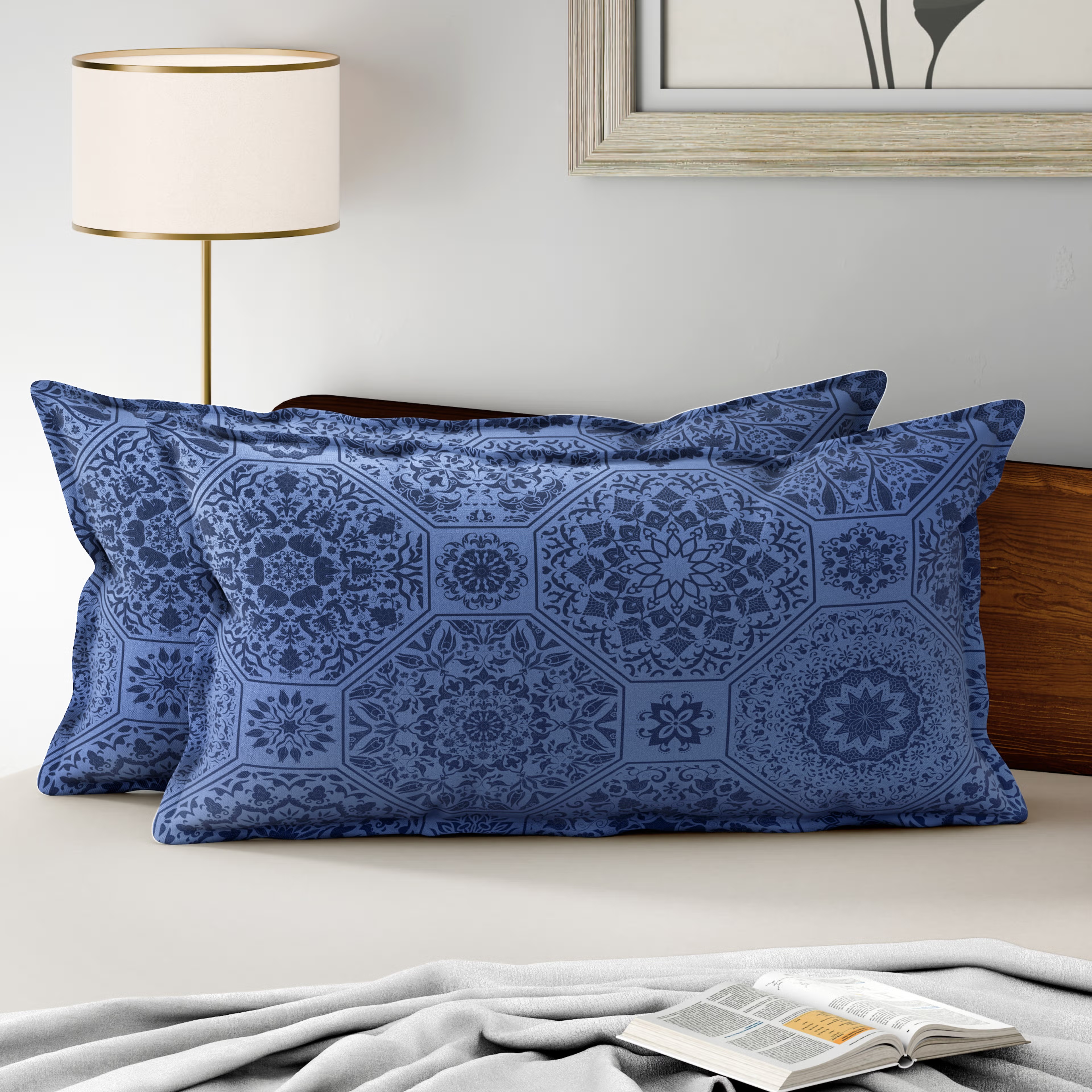100% Cotton Pillow Cover | King Size 36x19 Inch | Set Of 2 | 160 TC | Karol Large, Set of 2, Cotton, Karol