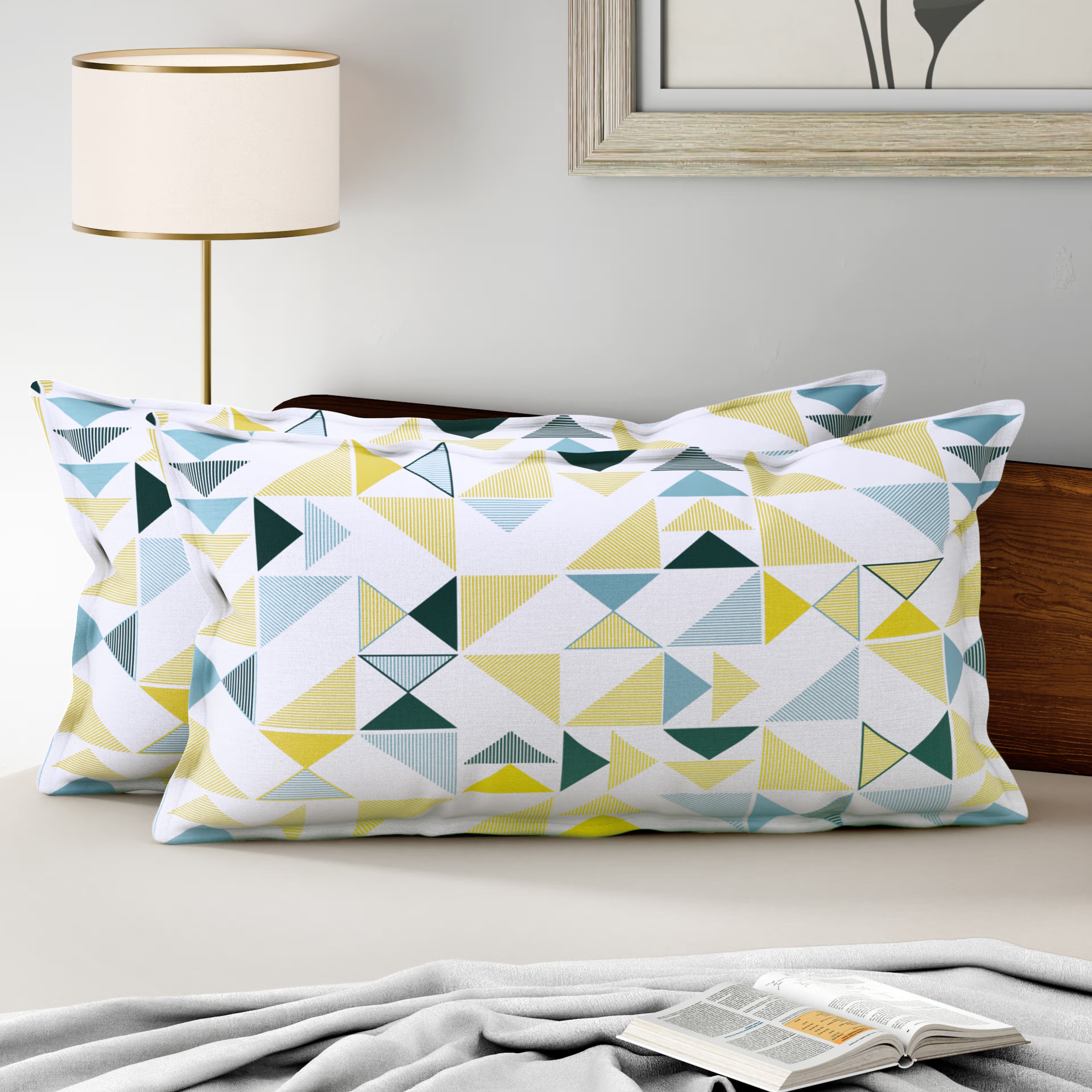 100% Cotton Pillow Cover | King Size 36x19 Inch | Set Of 2 | 160 TC | Maze Large, Set of 2, Cotton, Maze