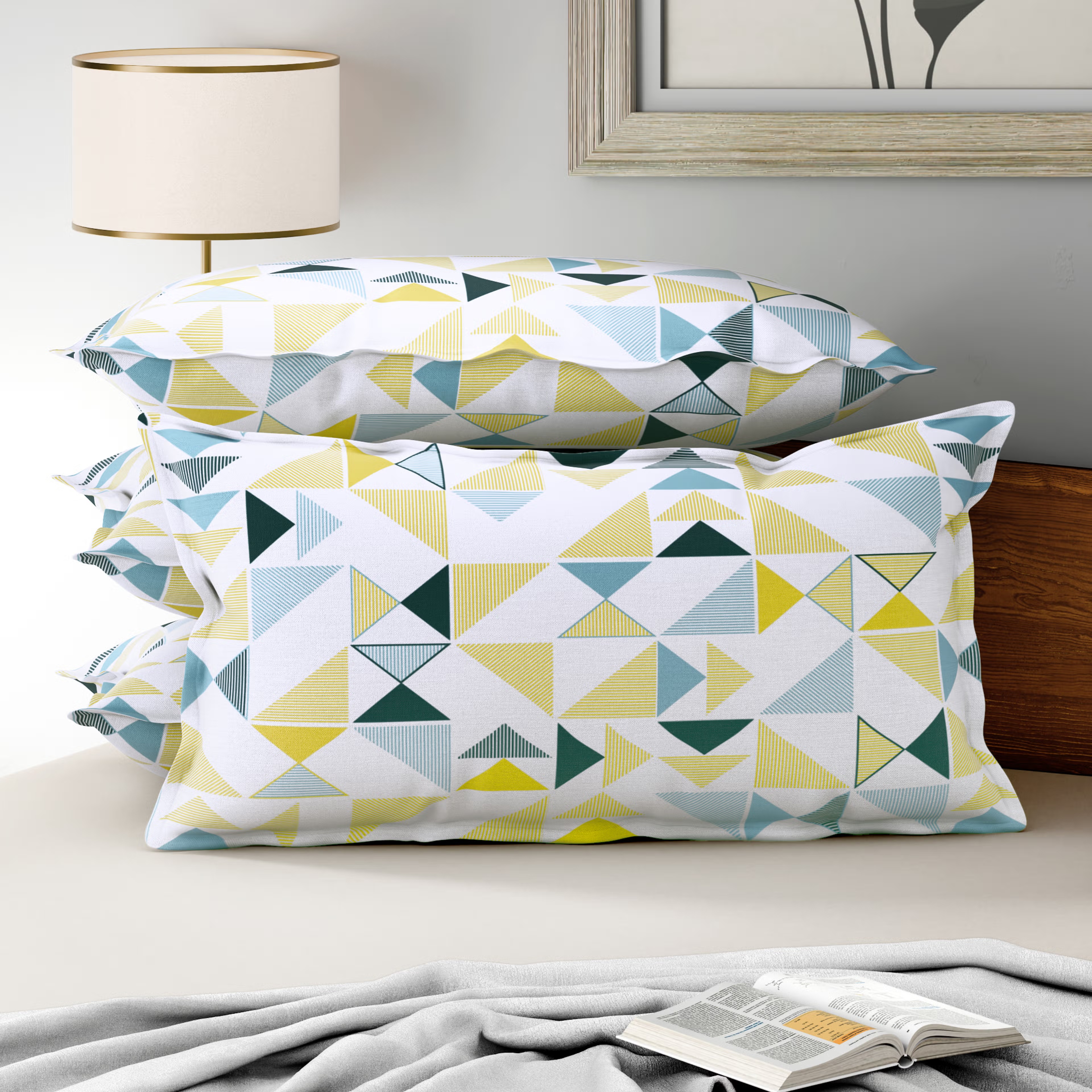 100% Cotton Pillow Cover | King Size 36x19 Inch | Set Of 4 | 160 TC | Maze Large, Set of 4, Cotton, Maze