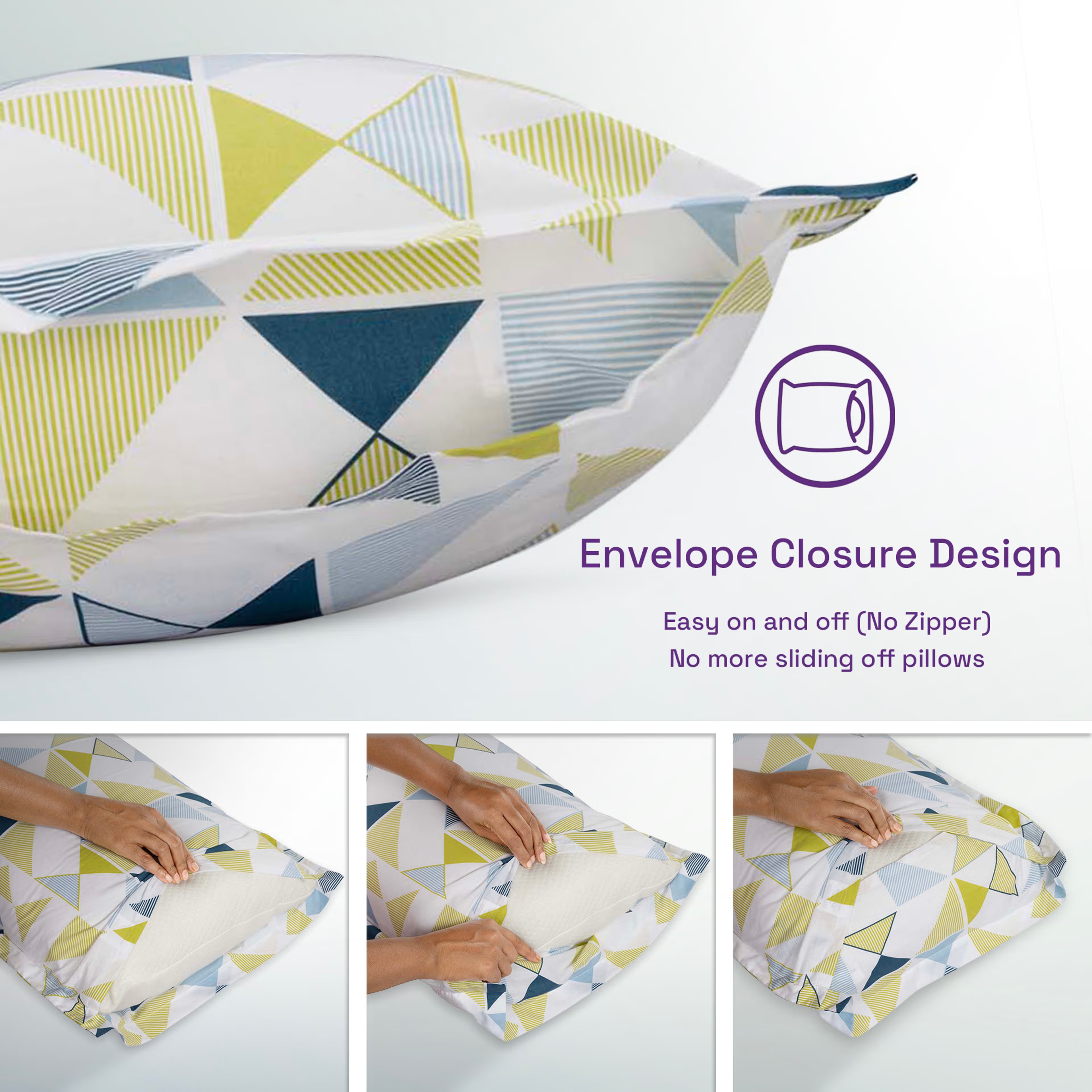 100% Cotton Pillow Cover | King Size 36x19 Inch | Set Of 4 | 160 TC | Maze Large, Set of 4, Cotton, Maze