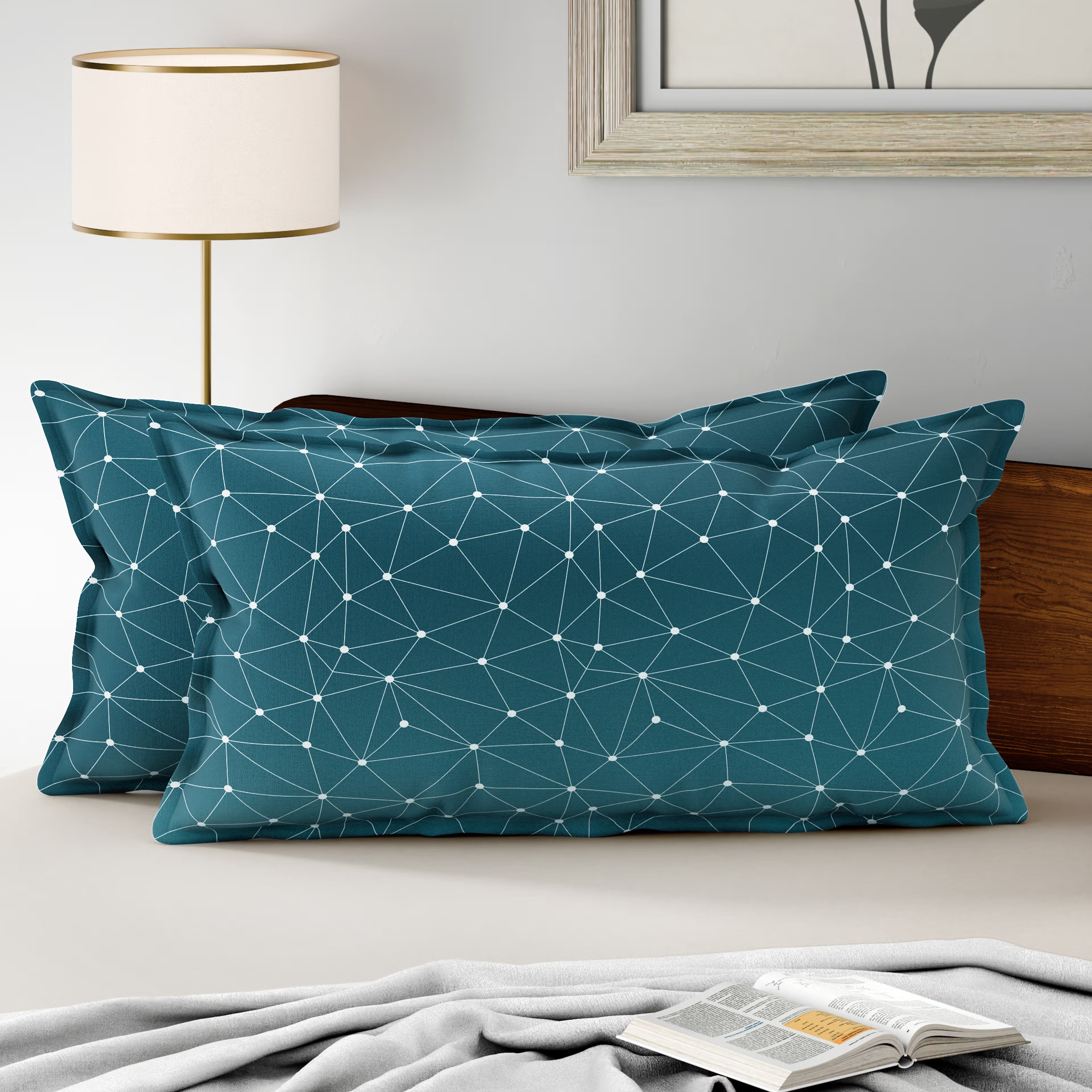 100% Cotton Pillow Cover | King Size 36x19 Inch | Set Of 2 | 160 TC | Michele Large, Set of 2, Cotton, Michele