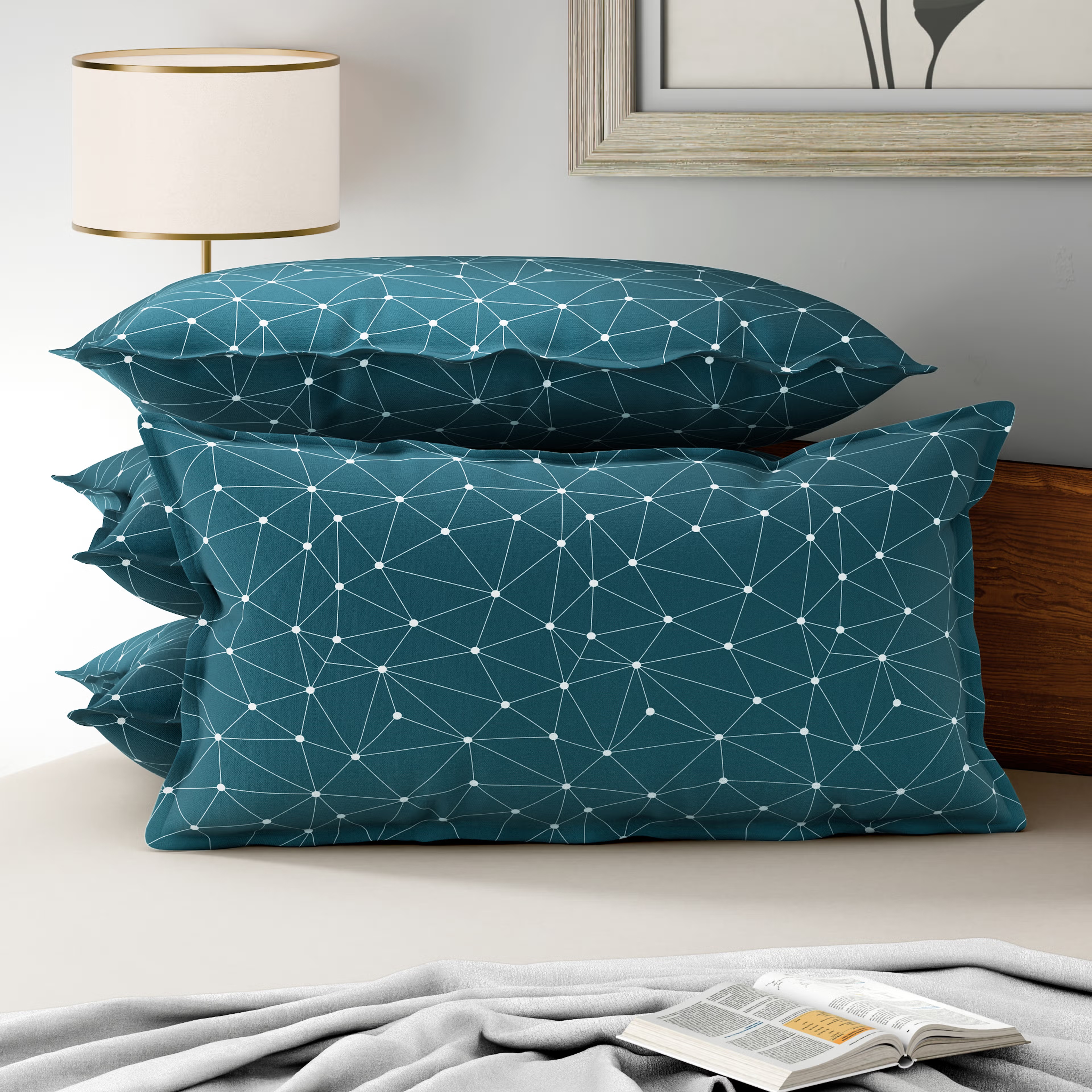 Home 30 100% Cotton Pillow Cover | King Size 36x19 Inch | Set Of 4 | 160 TC | Michele Large, Set of 4, Cotton, Michele