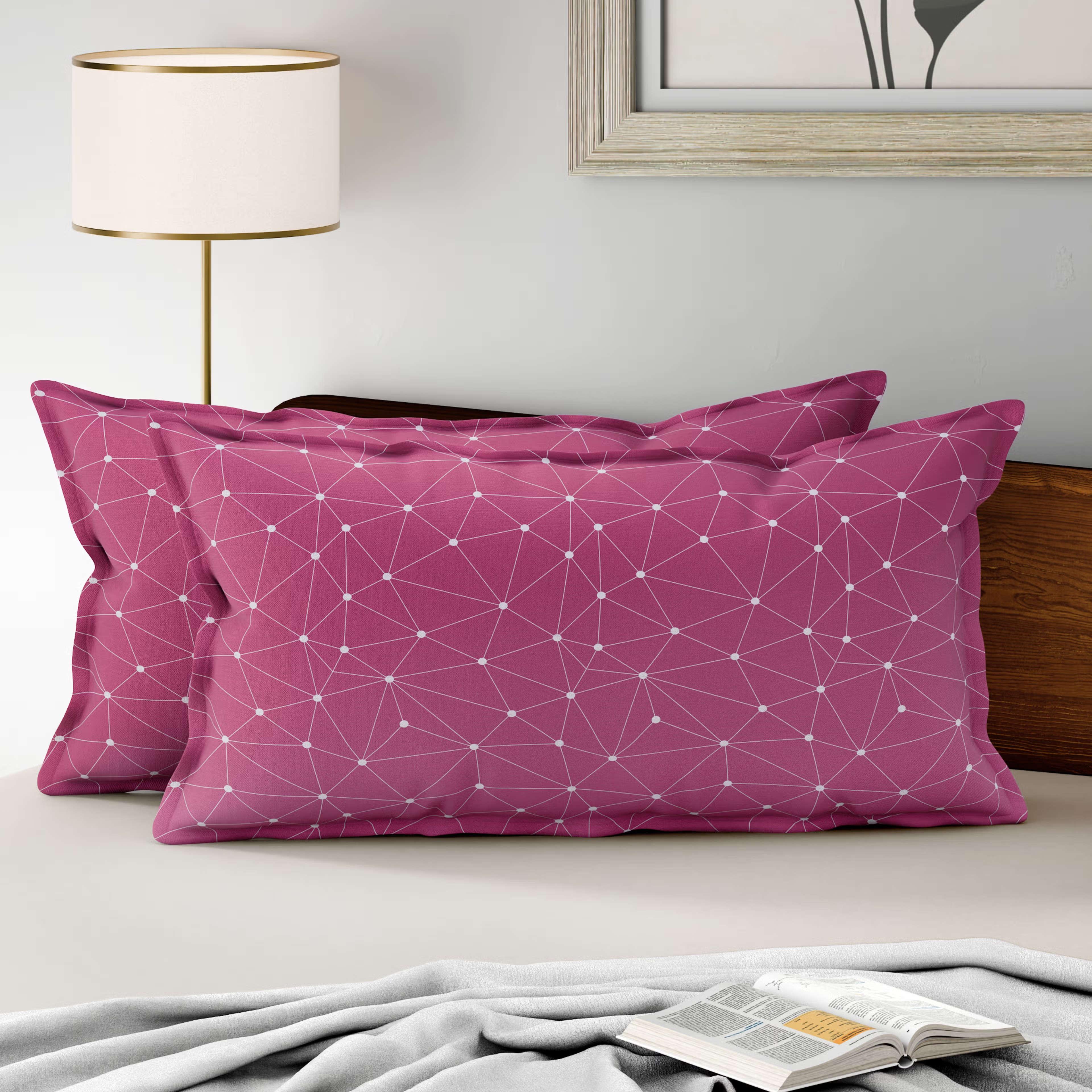 Home 27 100% Cotton Pillow Cover | King Size 36x19 Inch | Set Of 2 | 160 TC | Paula Large, Set of 2, Cotton, Paula