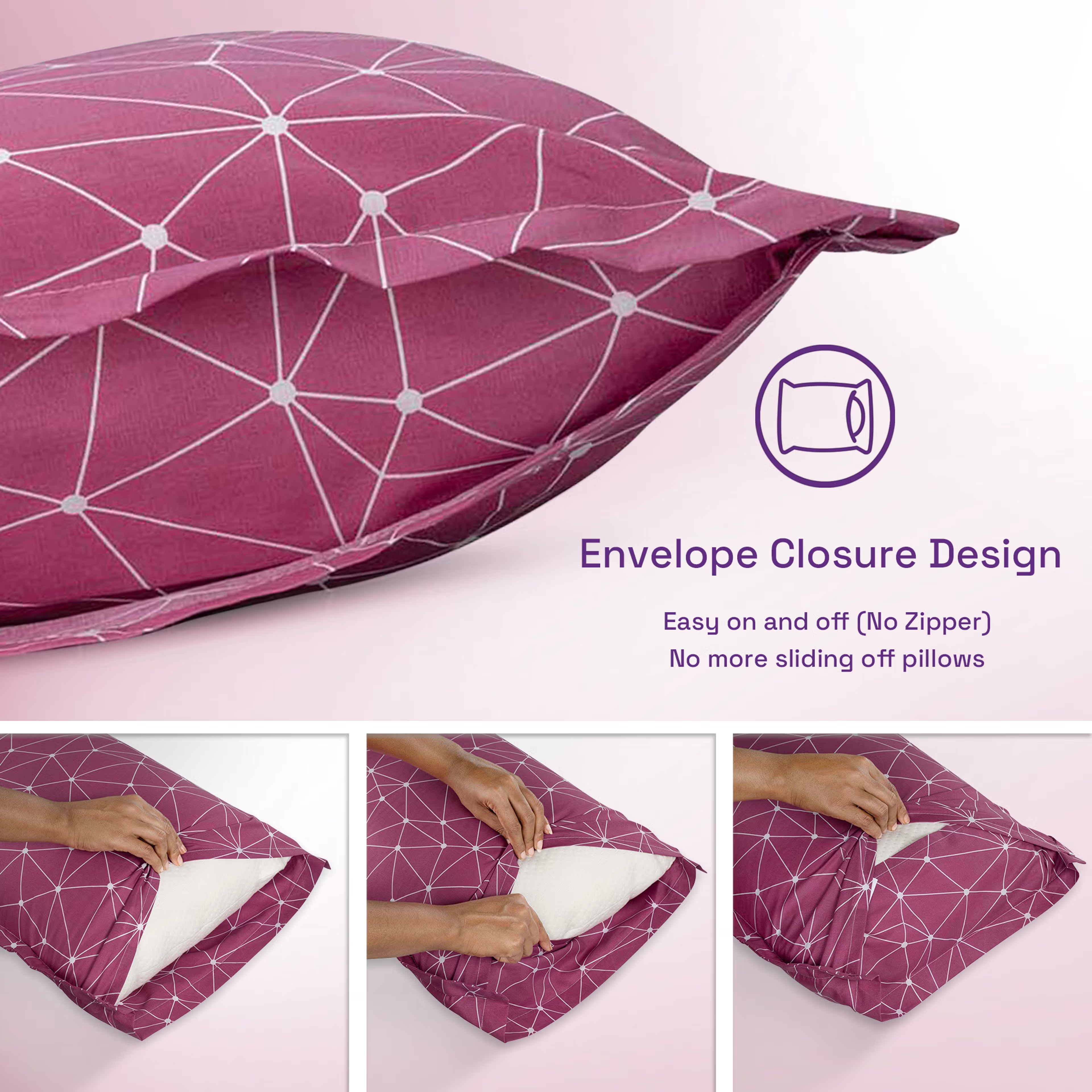 Home 28 100% Cotton Pillow Cover | King Size 36x19 Inch | Set Of 2 | 160 TC | Paula Large, Set of 2, Cotton, Paula