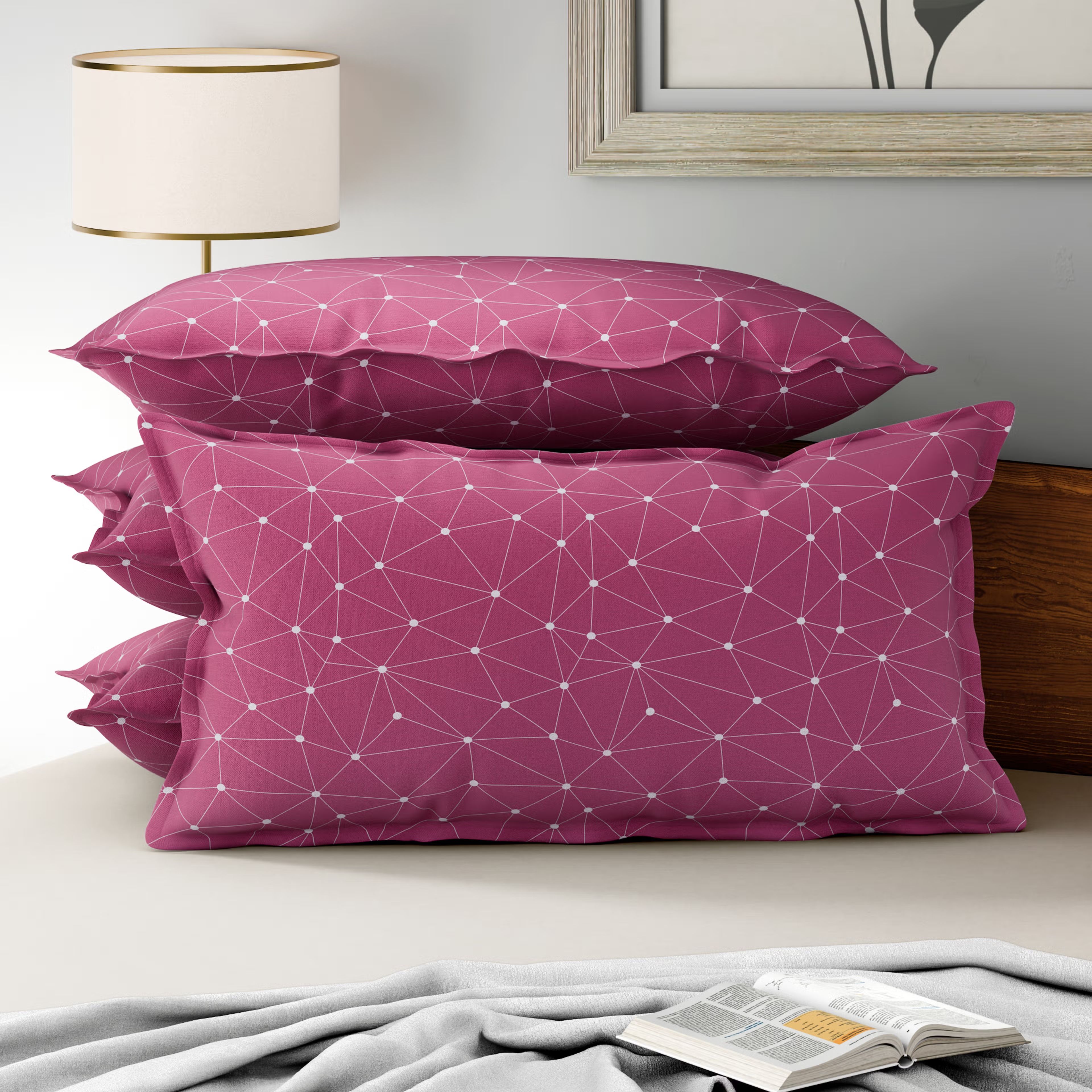 100% Cotton Pillow Cover | King Size 36x19 Inch | Set Of 4 | 160 TC | Paula Large, Set of 4, Cotton, Paula