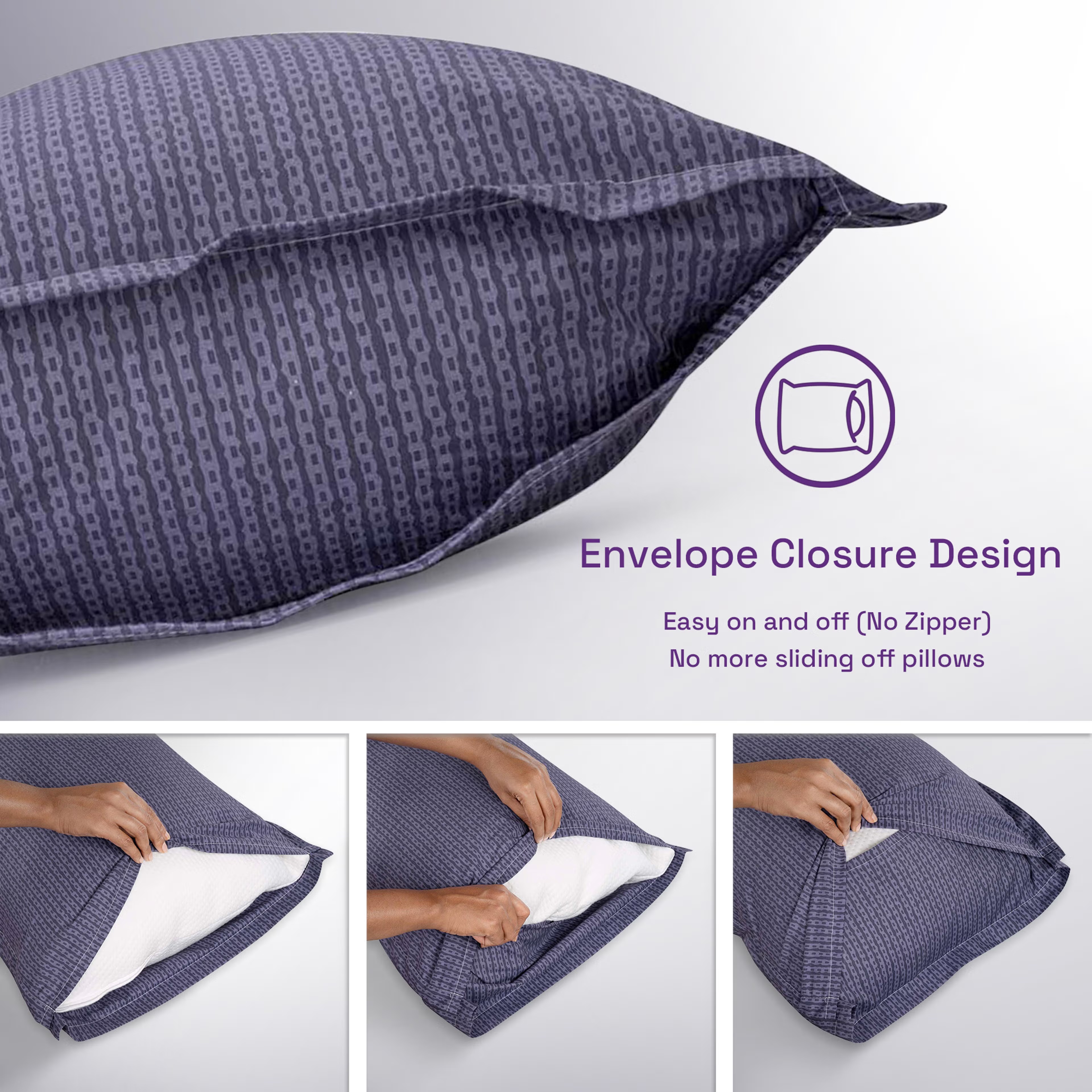100% Cotton Pillow Cover | King Size 36x19 Inch | Set Of 4 | 160 TC | Ross Blue Large, Set of 4, Cotton, Ross Blue