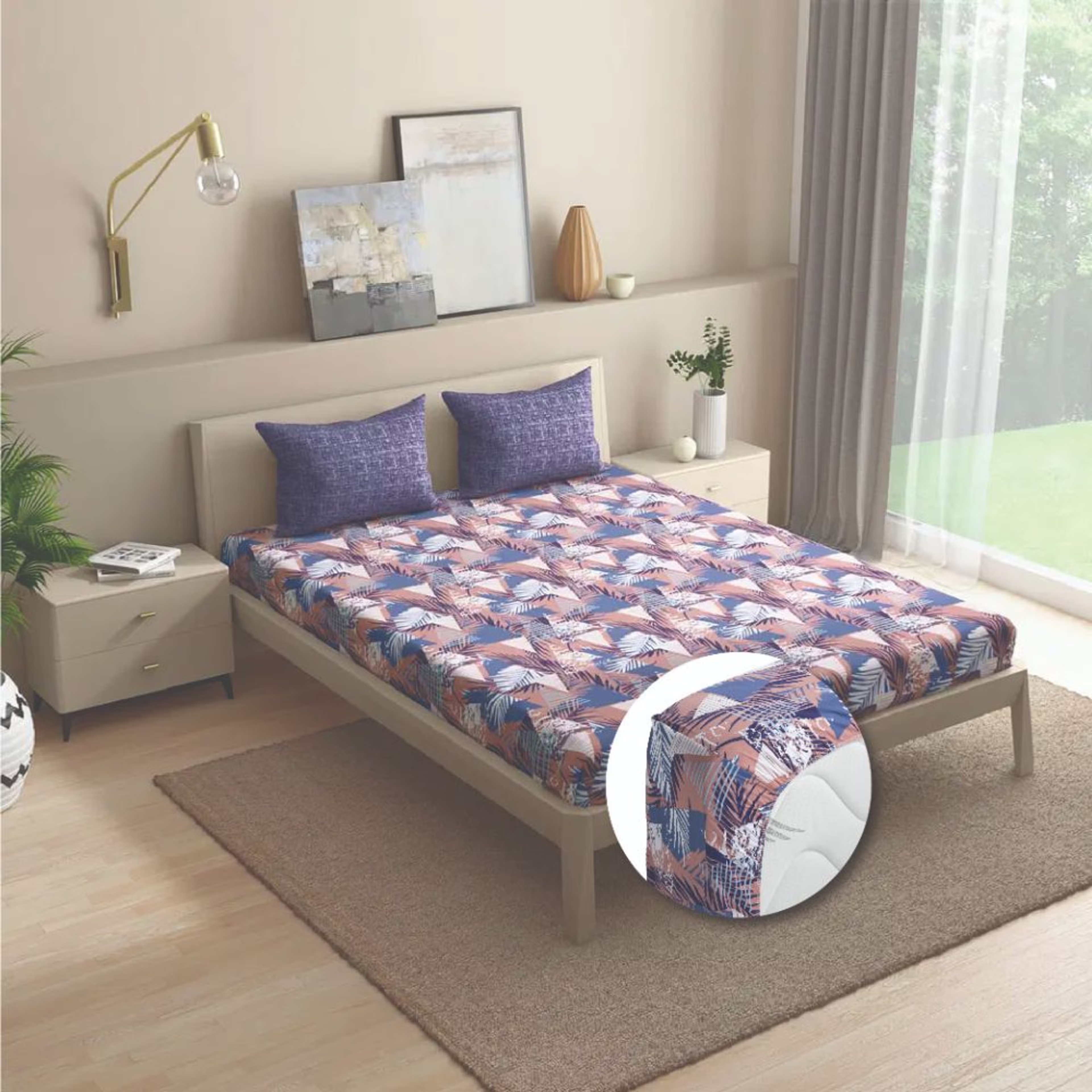 Wakefit 100% Cotton 200 TC Fitted Bedsheet With 2 Pillow Cover | Mambo King - 75" x 72\
