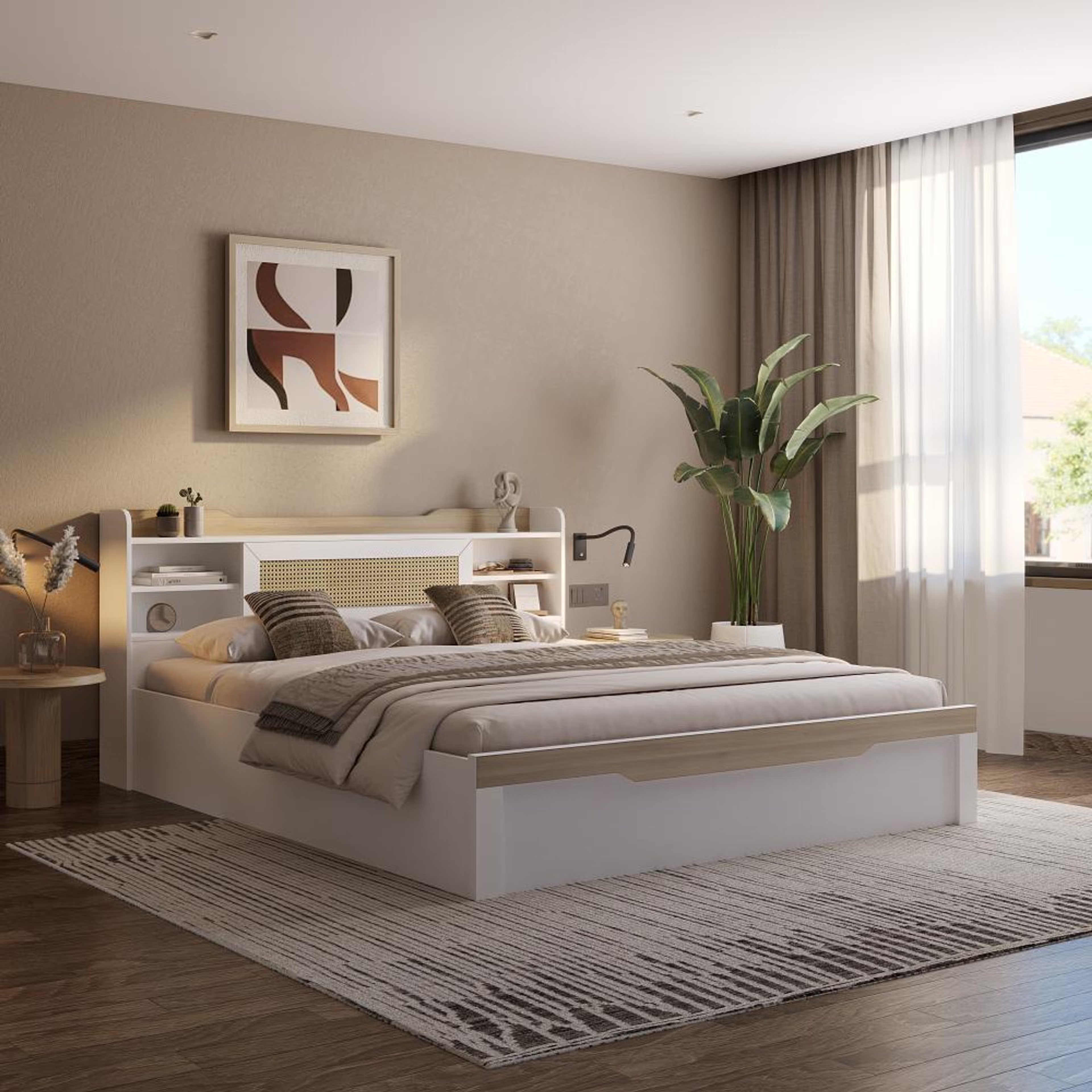 Wakefit Halos King Engineered Wood Bed with Storage King - 78" x 72\