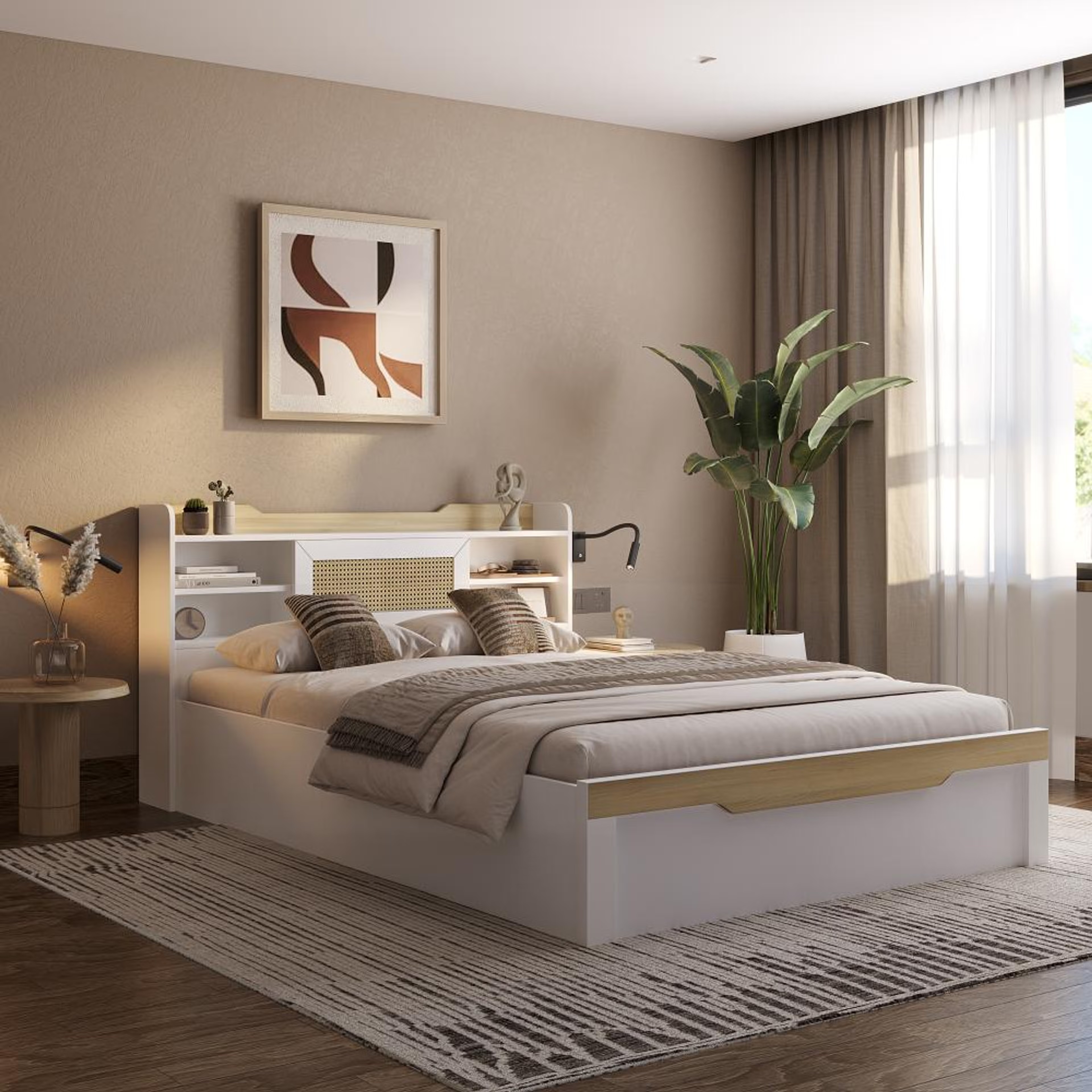 Wakefit Halos Queen Engineered Wood Bed with Storage Queen - 78" x 60\