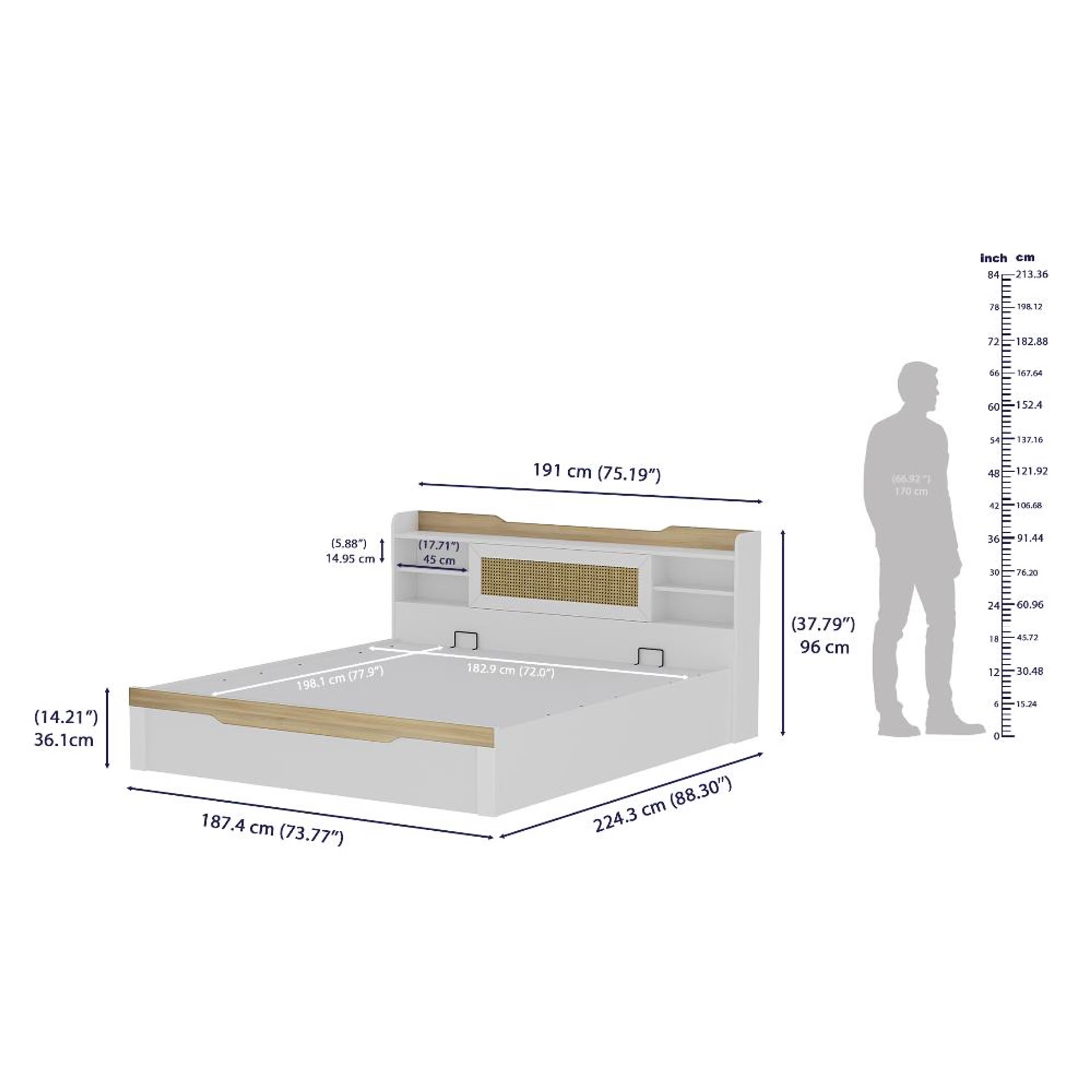 Wakefit Halos King Storage Engineered Wood Bed with Hydraulic mechanism King - 78" x 72 9 Wakefit Halos King Storage Engineered Wood Bed with Hydraulic mechanism King - 78" x 72\