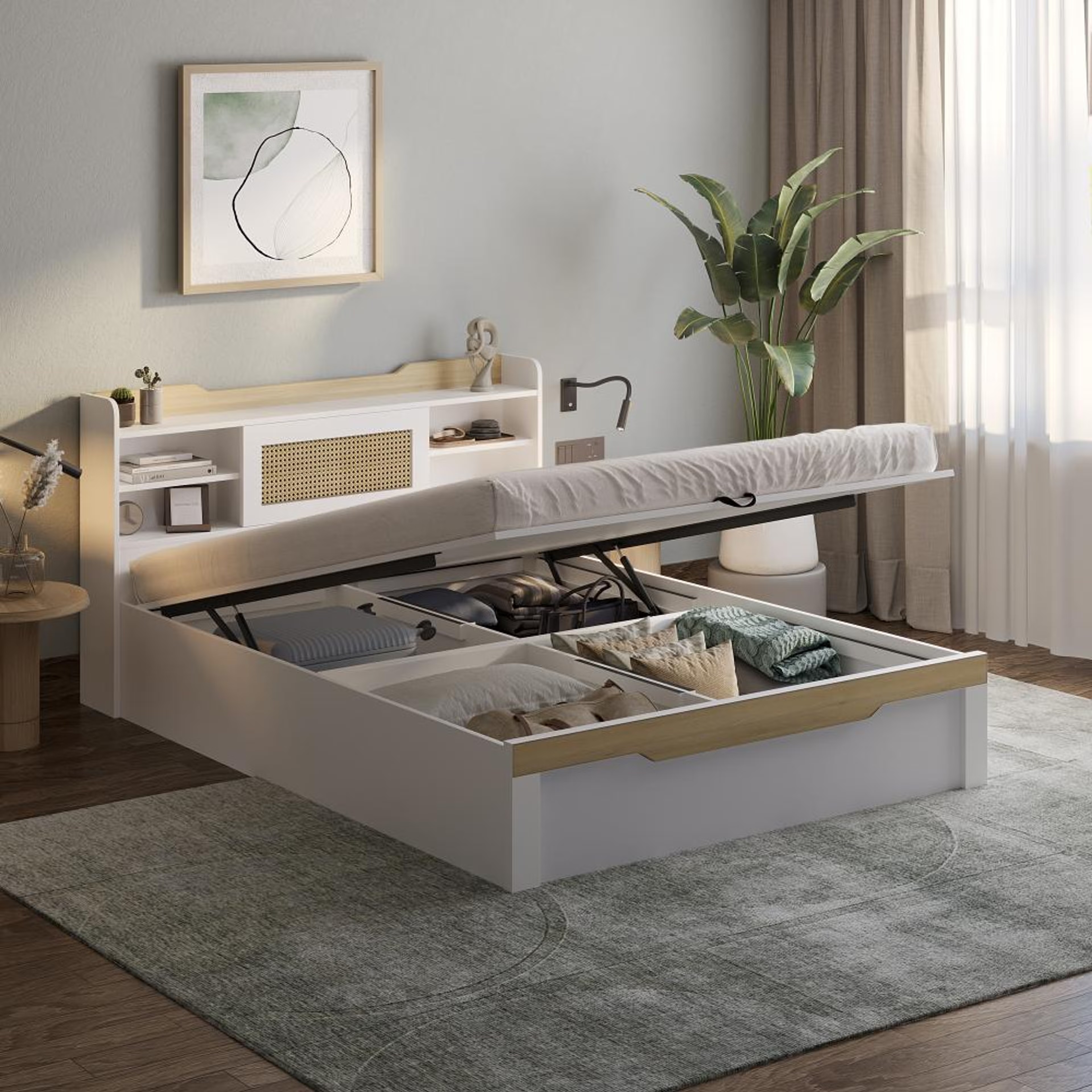Home 43 Wakefit Halos Queen Storage Engineered Wood Bed with Hydraulic mechanism Queen - 78" x 60\